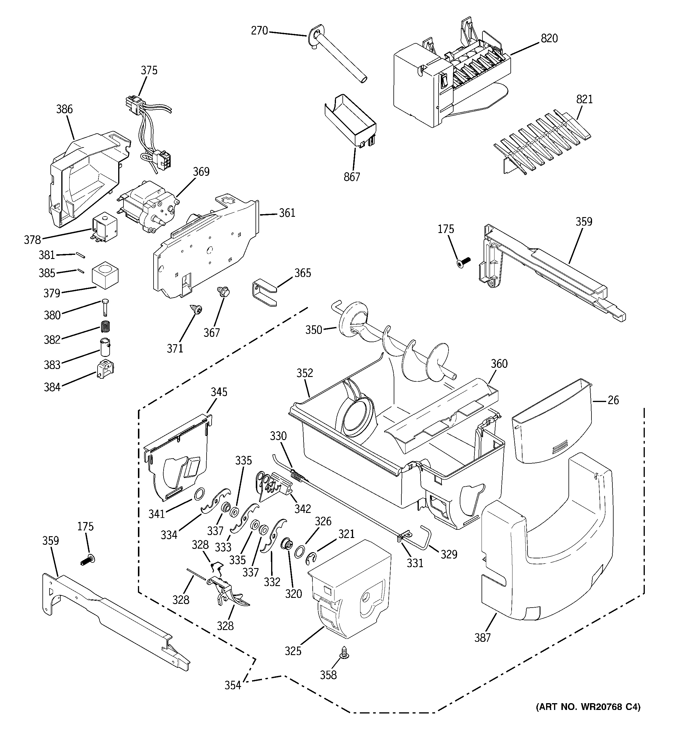 Assembly View for ICE MAKER & DISPENSER GSE25HMHEHES