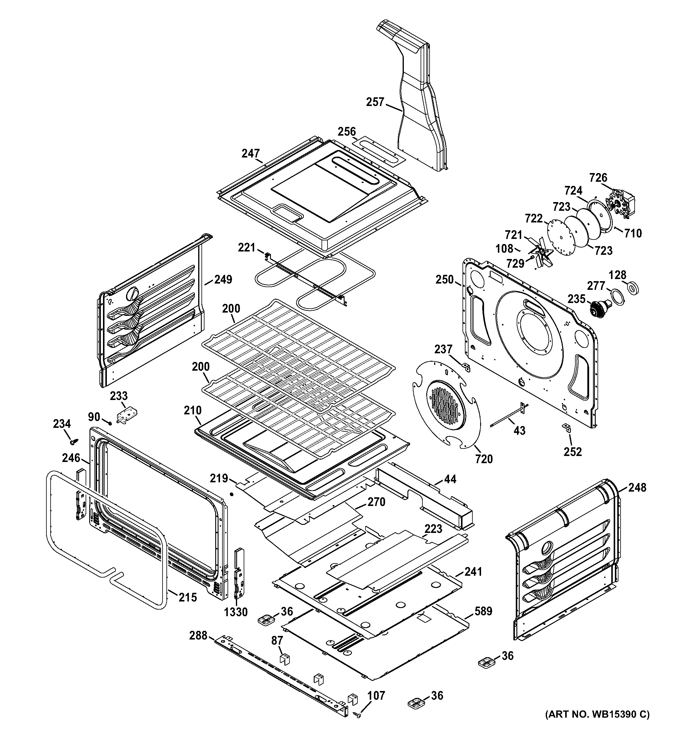 Assembly View for LOWER OVEN PGB950SEF1SS