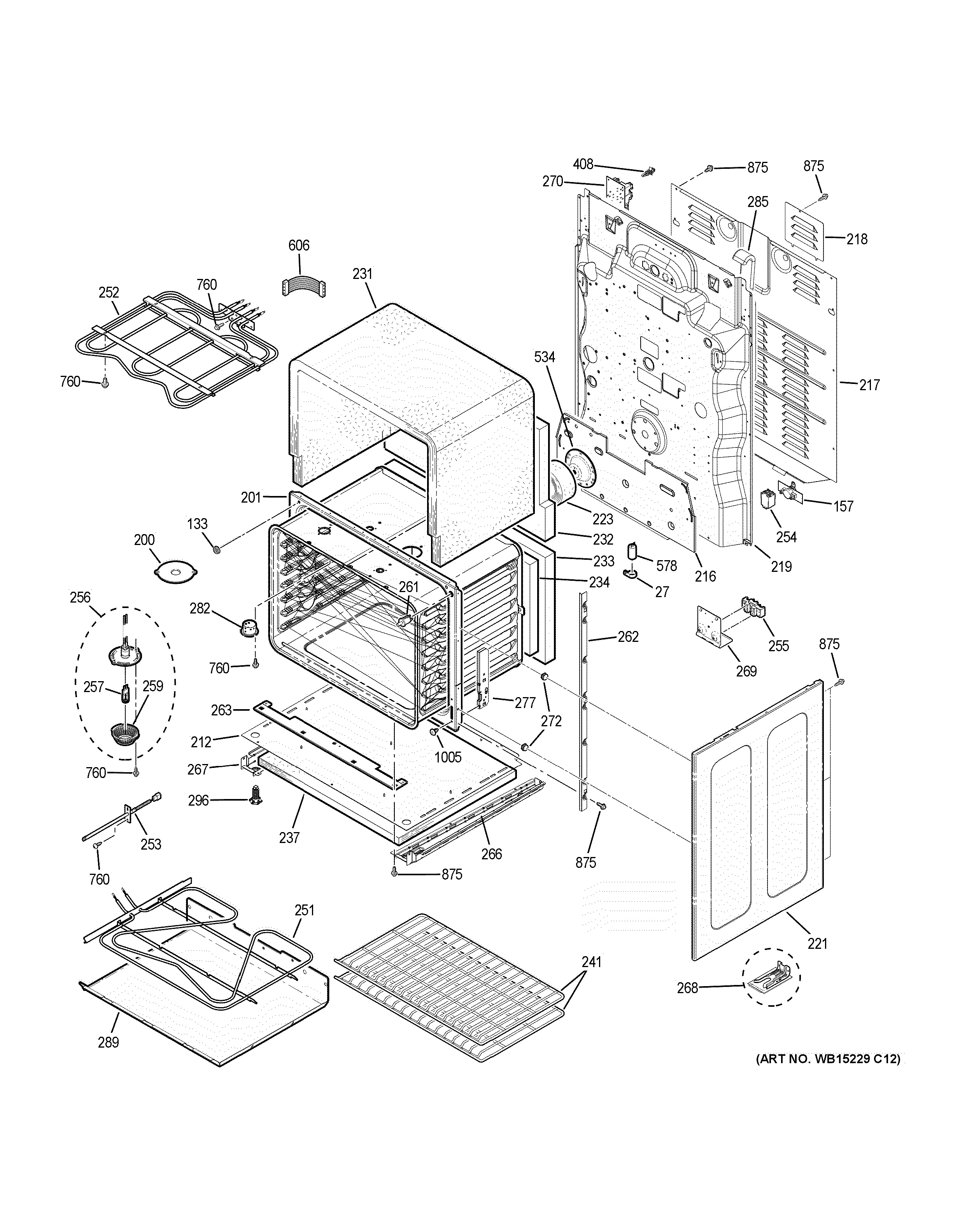Assembly View for LOWER OVEN PB960EJ3ES