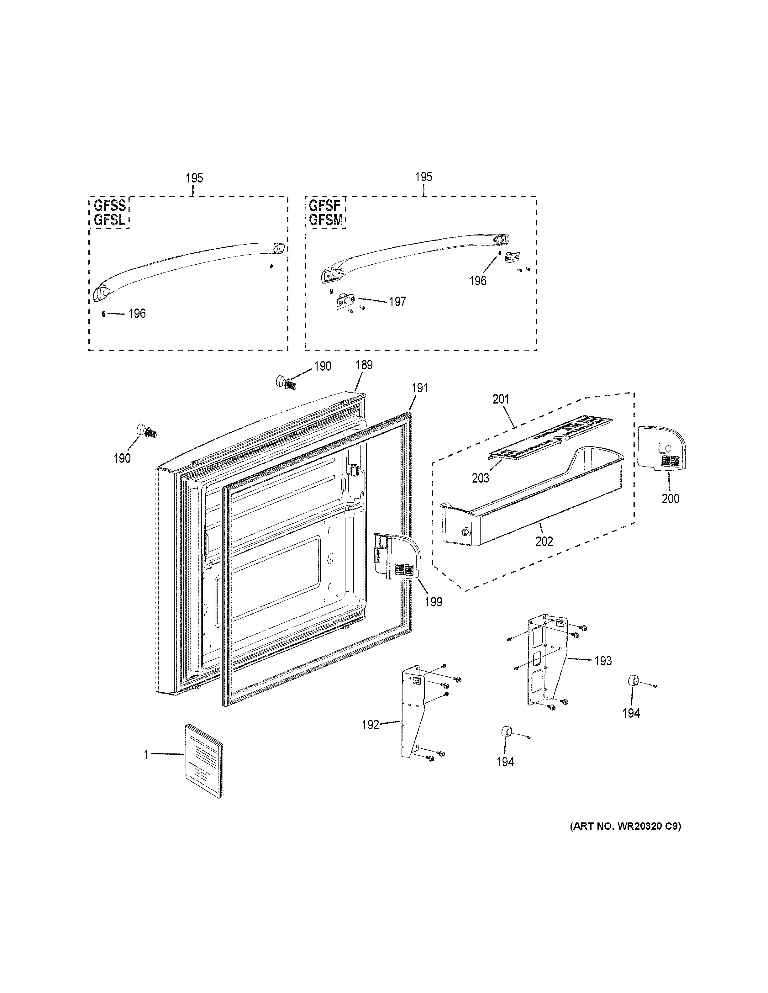 Assembly View for FREEZER DOOR GFSS6KKYESS