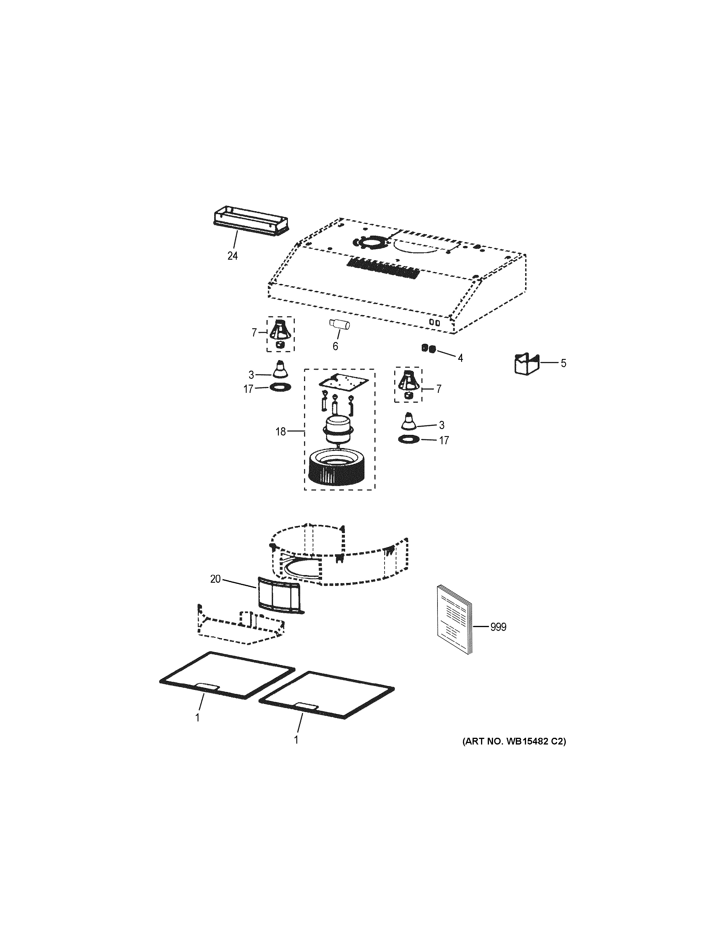Assembly View for RANGE HOOD JVX5305DJ2WW