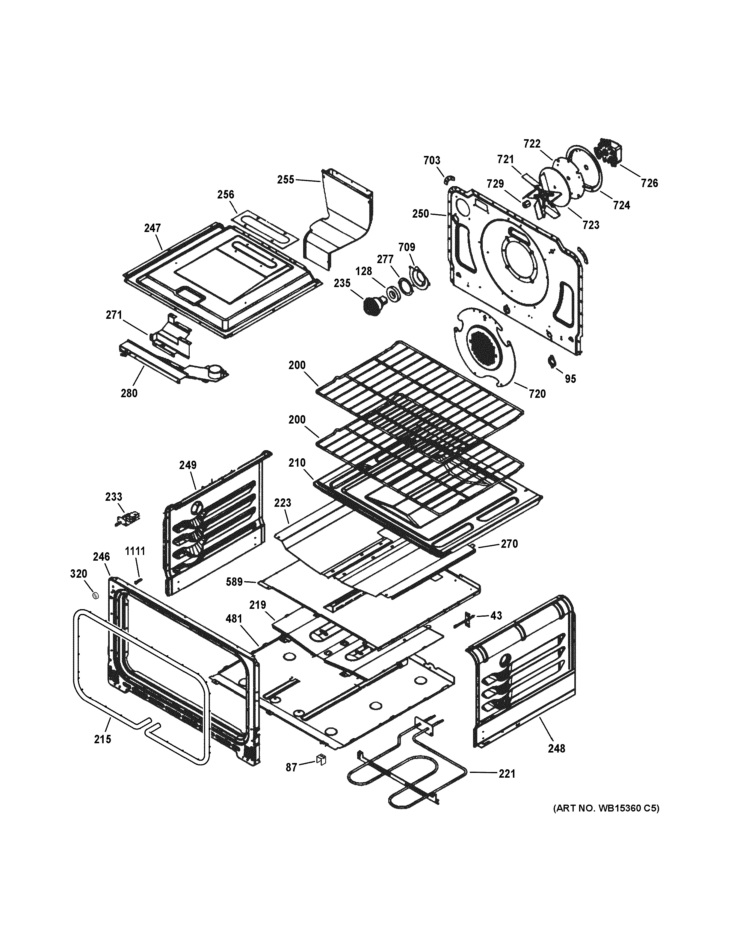 Assembly View for LOWER OVEN PGS950SEF3SS