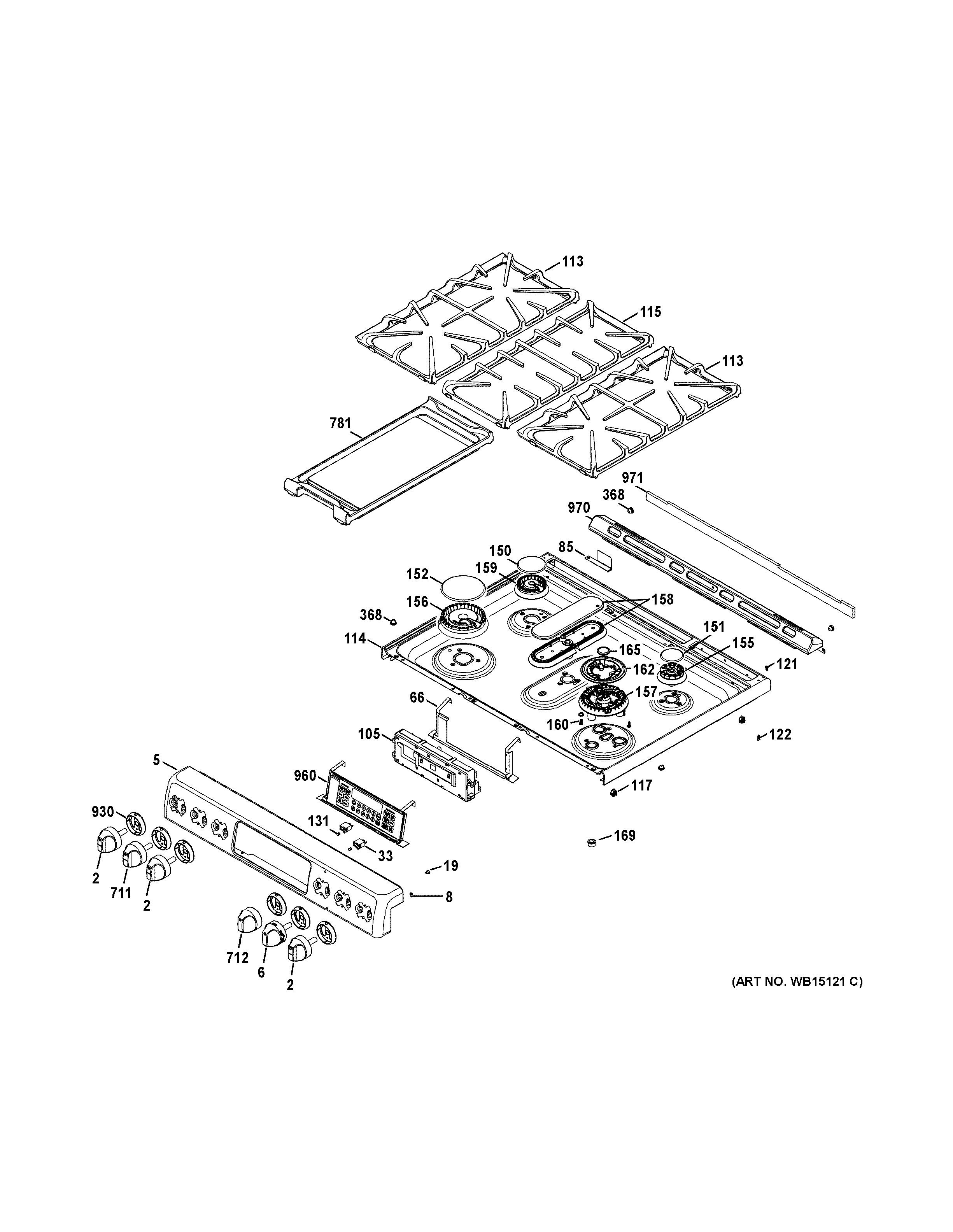 Assembly View for CONTROL PANEL & COOKTOP | CGS990SET1SS