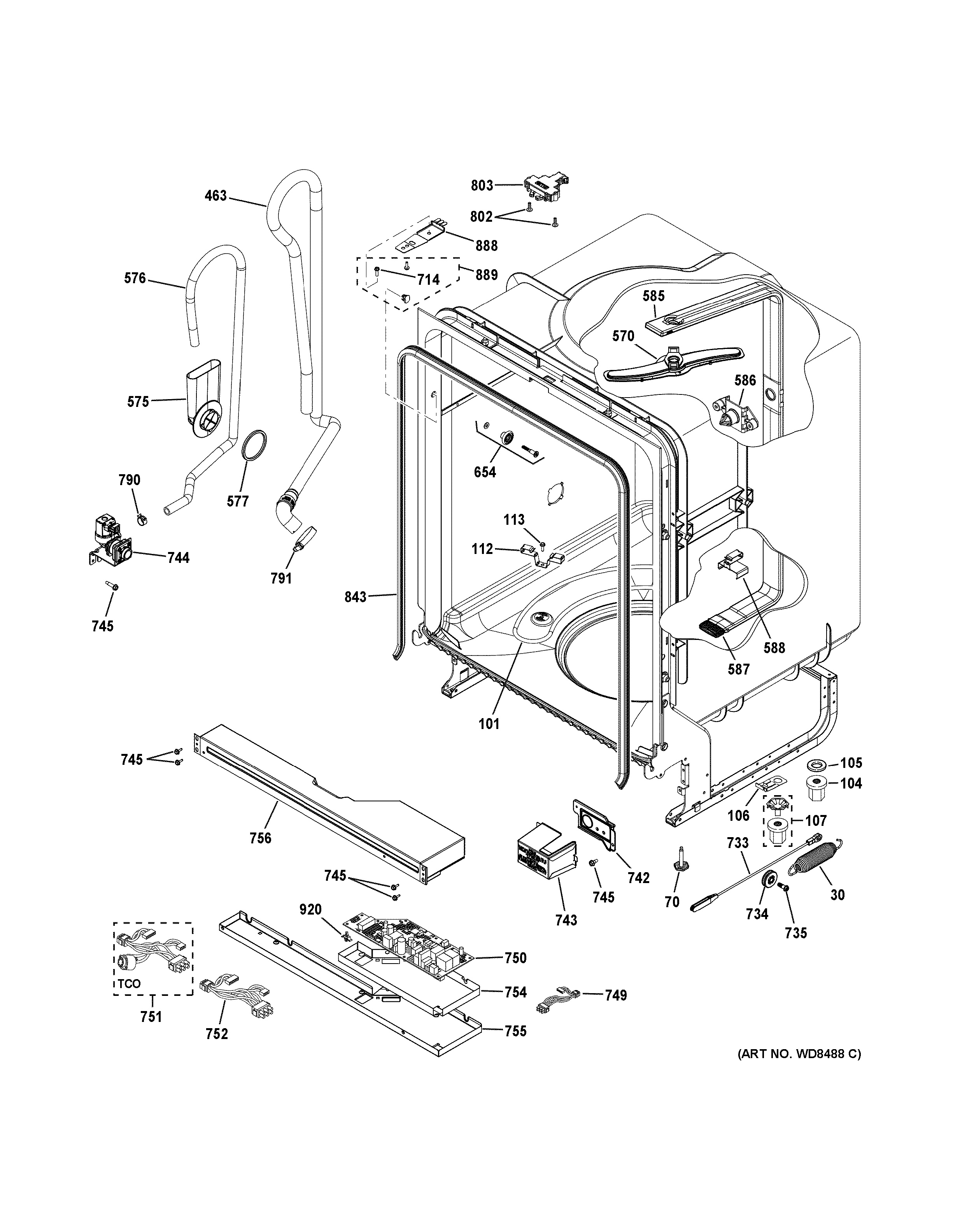 Assembly View for BODY PARTS GDF510PSD6SS