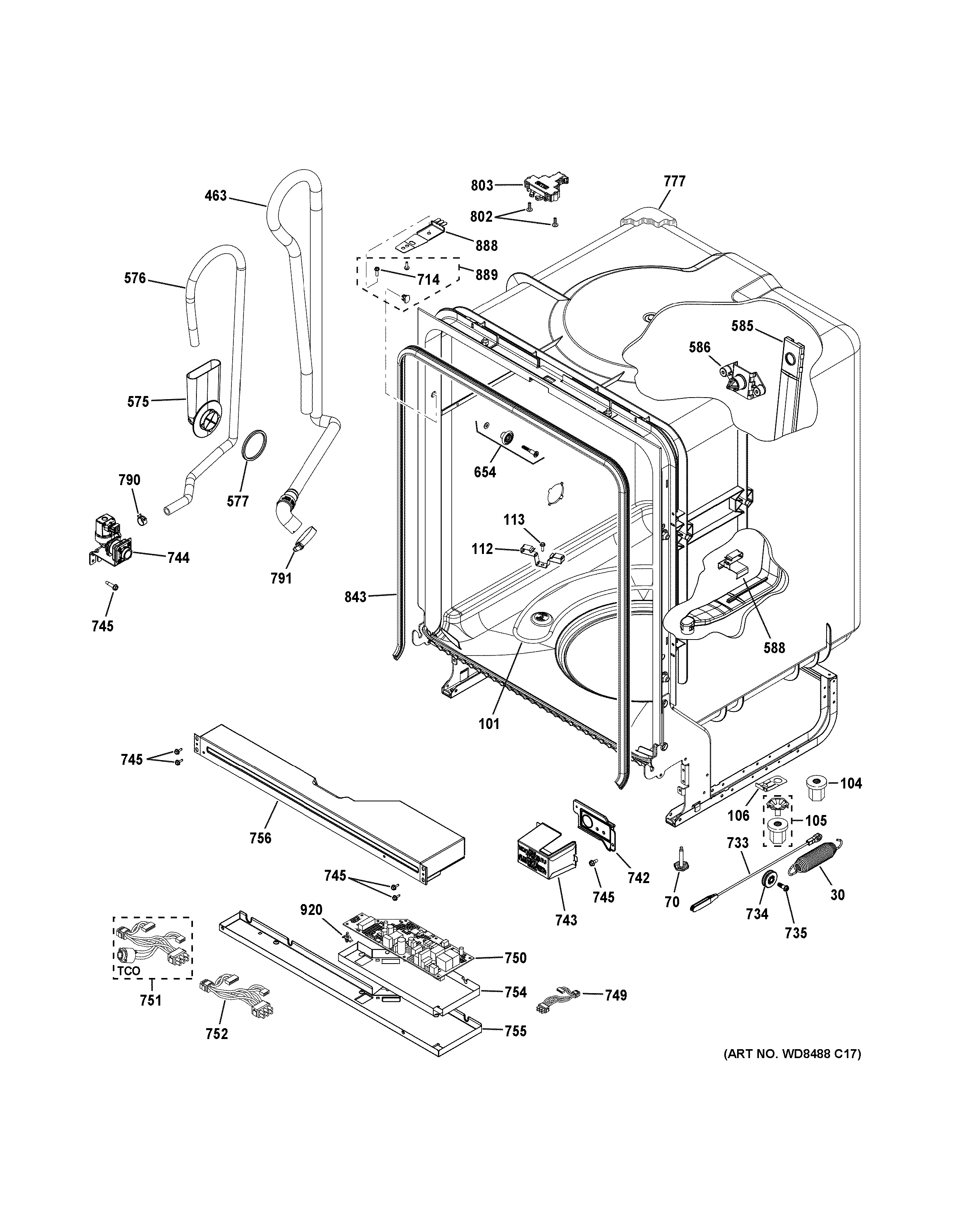 Assembly View for BODY PARTS GDF510PSJ0SS