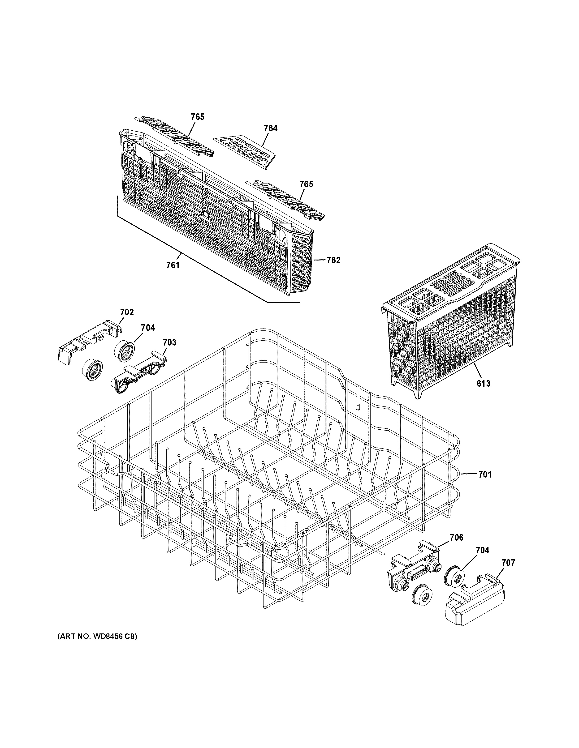 Assembly View for LOWER RACK ASSEMBLY GDF520PGJ0WW