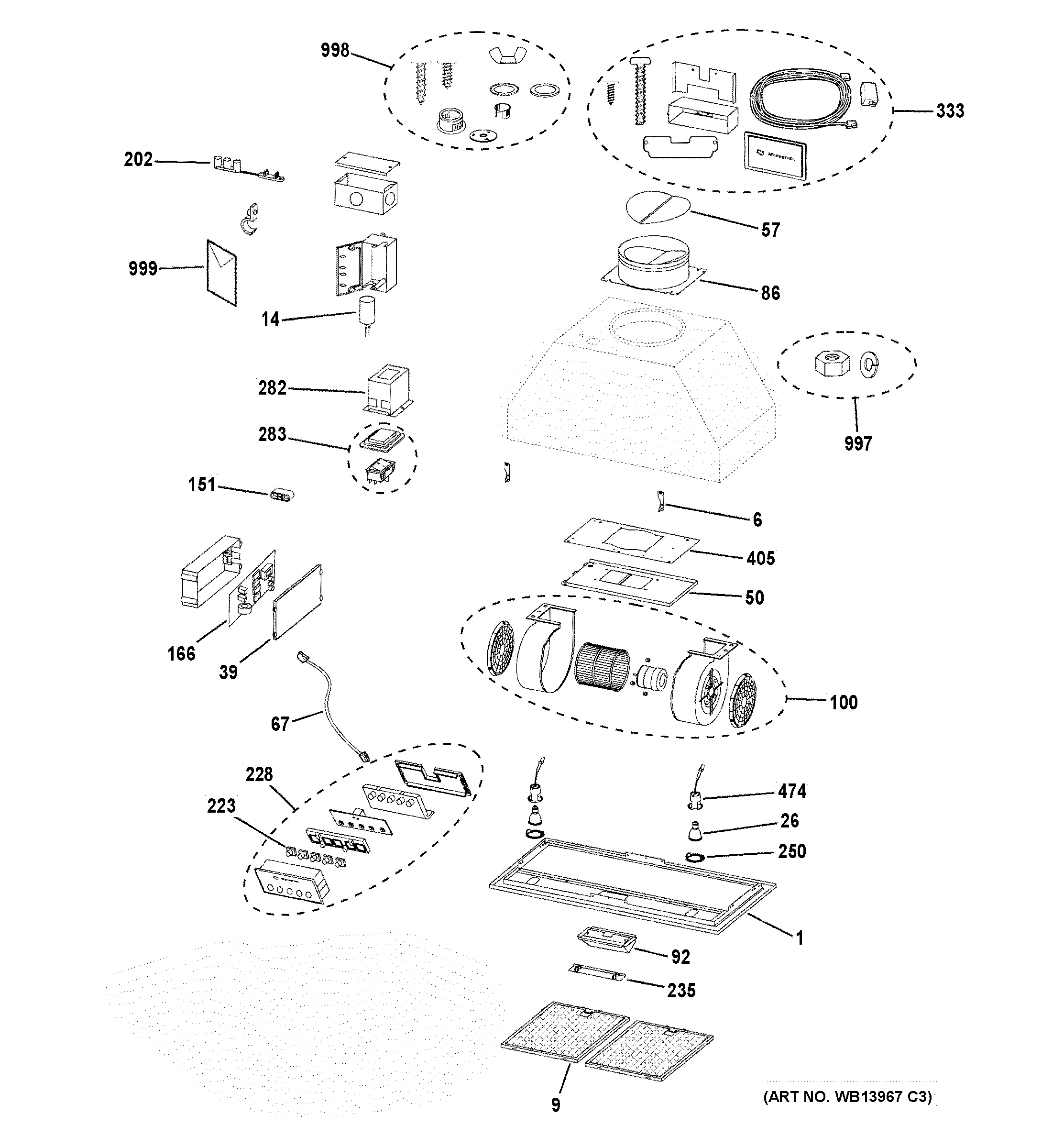 Assembly View for RANGE HOOD ZVC36L5SS