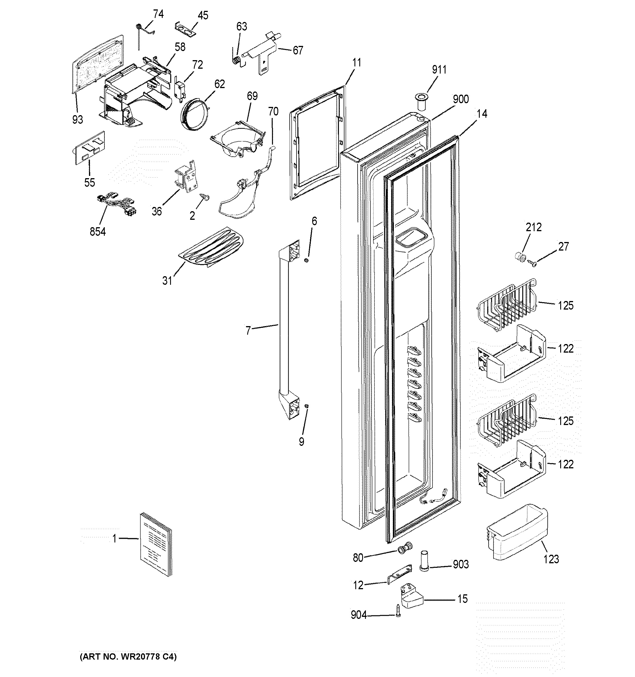 Assembly View for FREEZER DOOR CZS25TSEBFSS