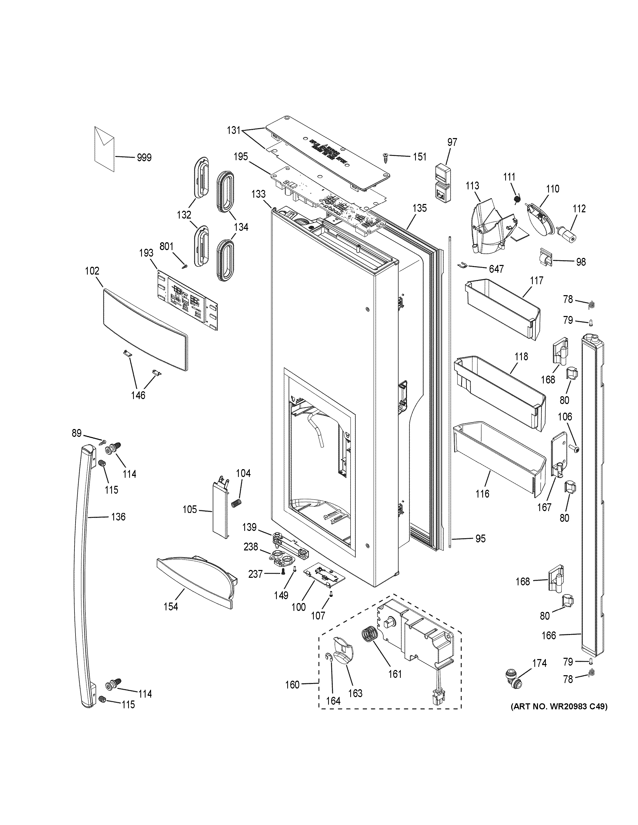 Assembly View for DISPENSER DOOR PYE22KSKBSS