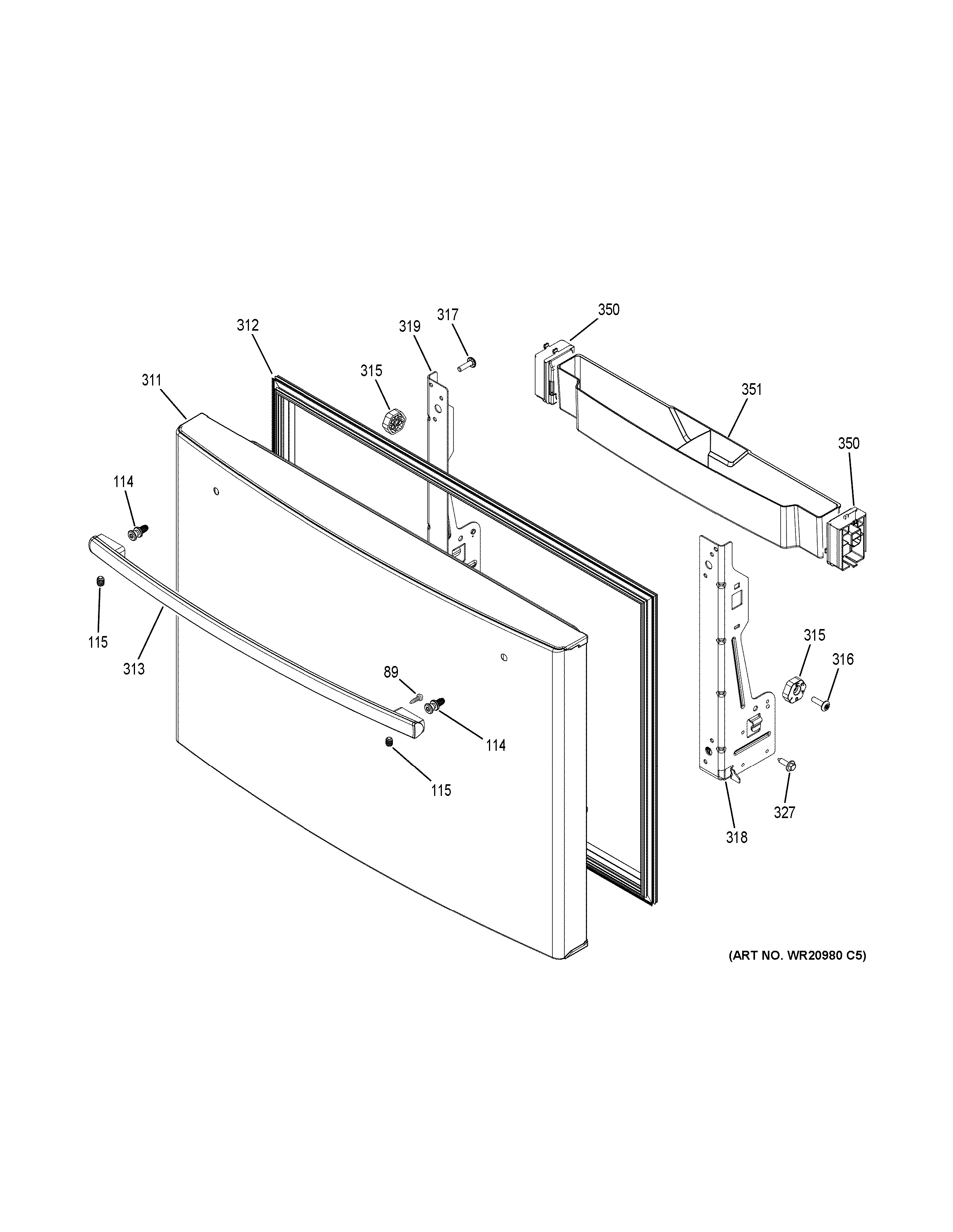 Assembly View for FREEZER DOOR PYE22KSKBSS