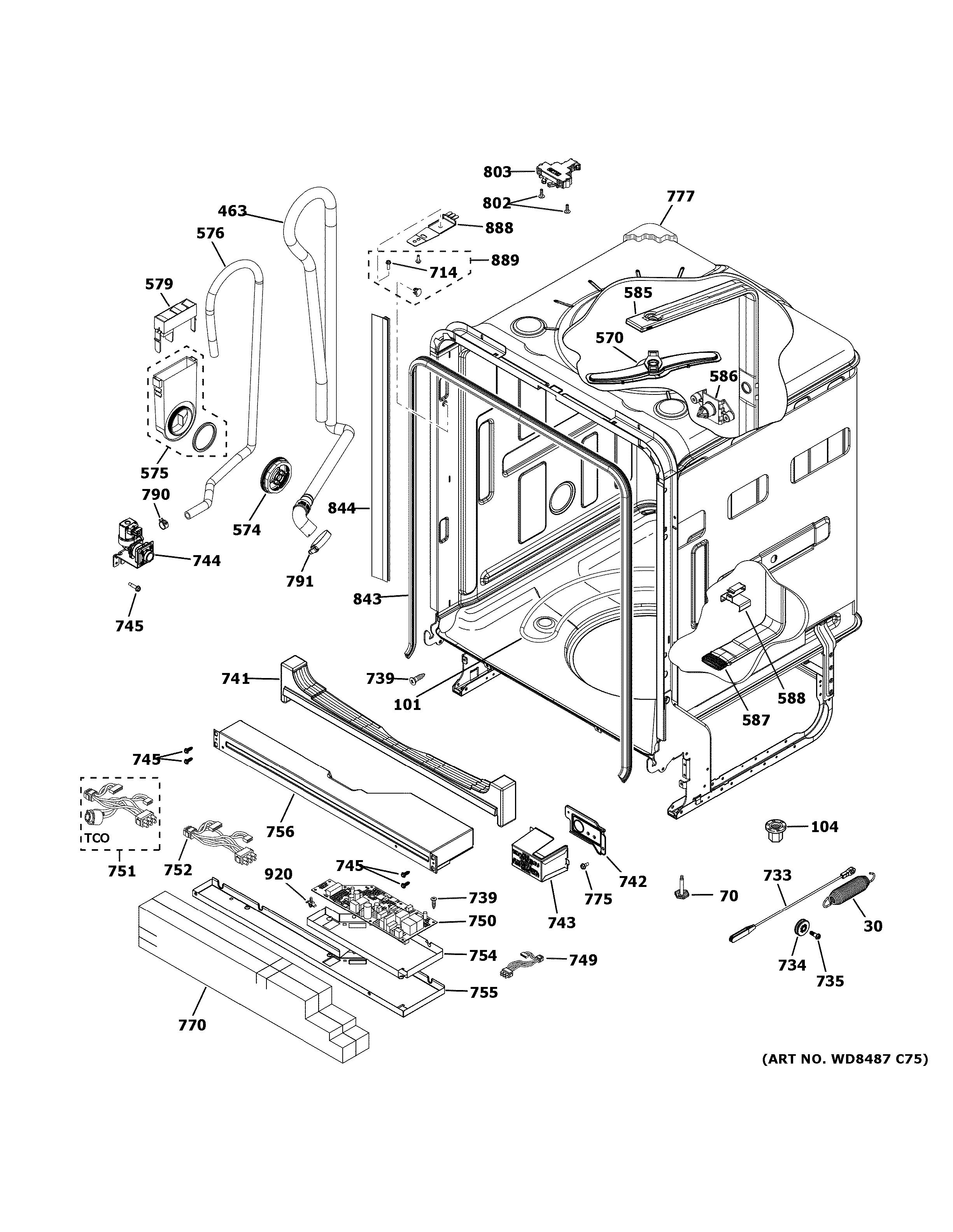 Assembly View for BODY PARTS GDF570SGF0CC