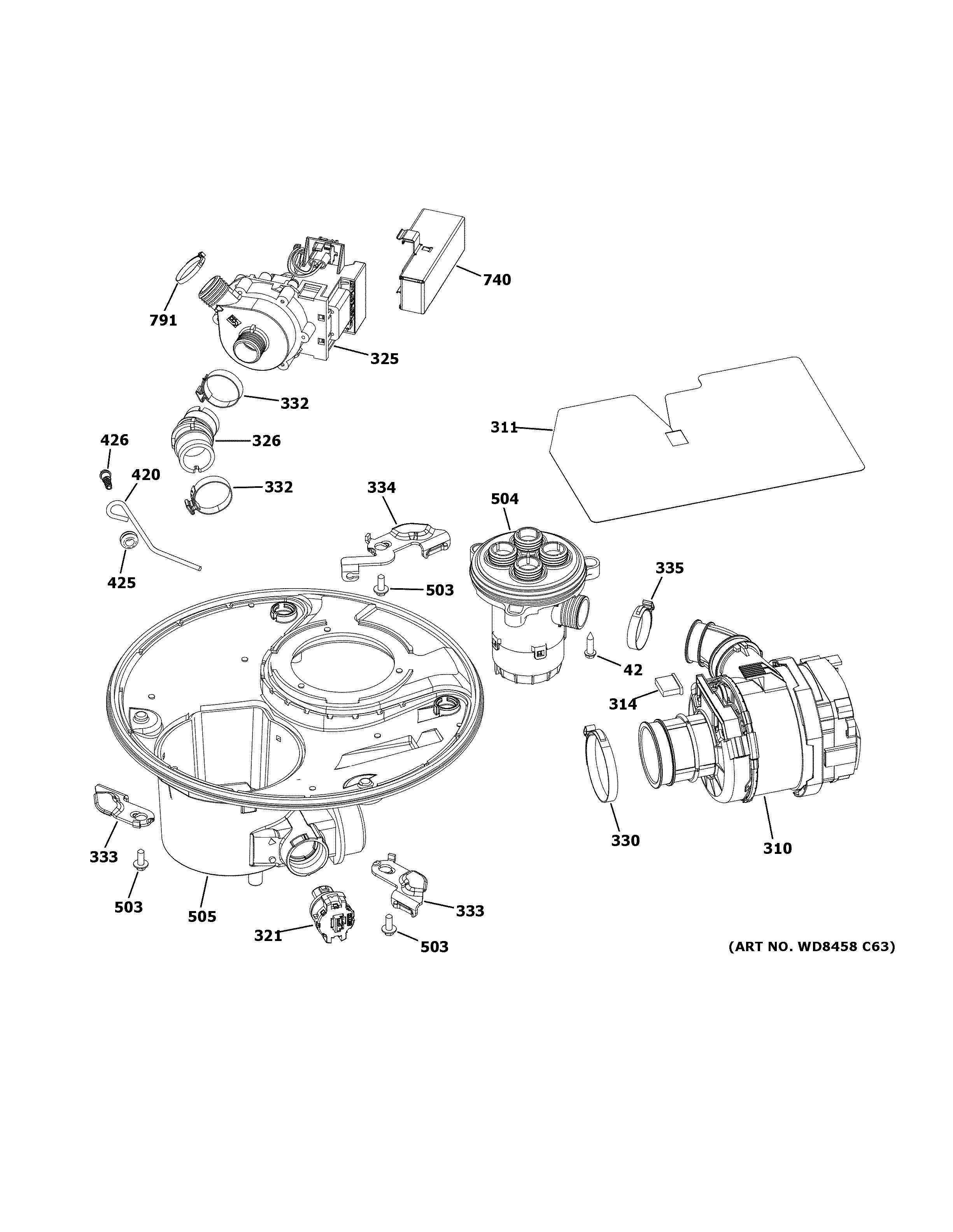 Assembly View for SUMP & MOTOR MECHANISM PDT750SSF2SS