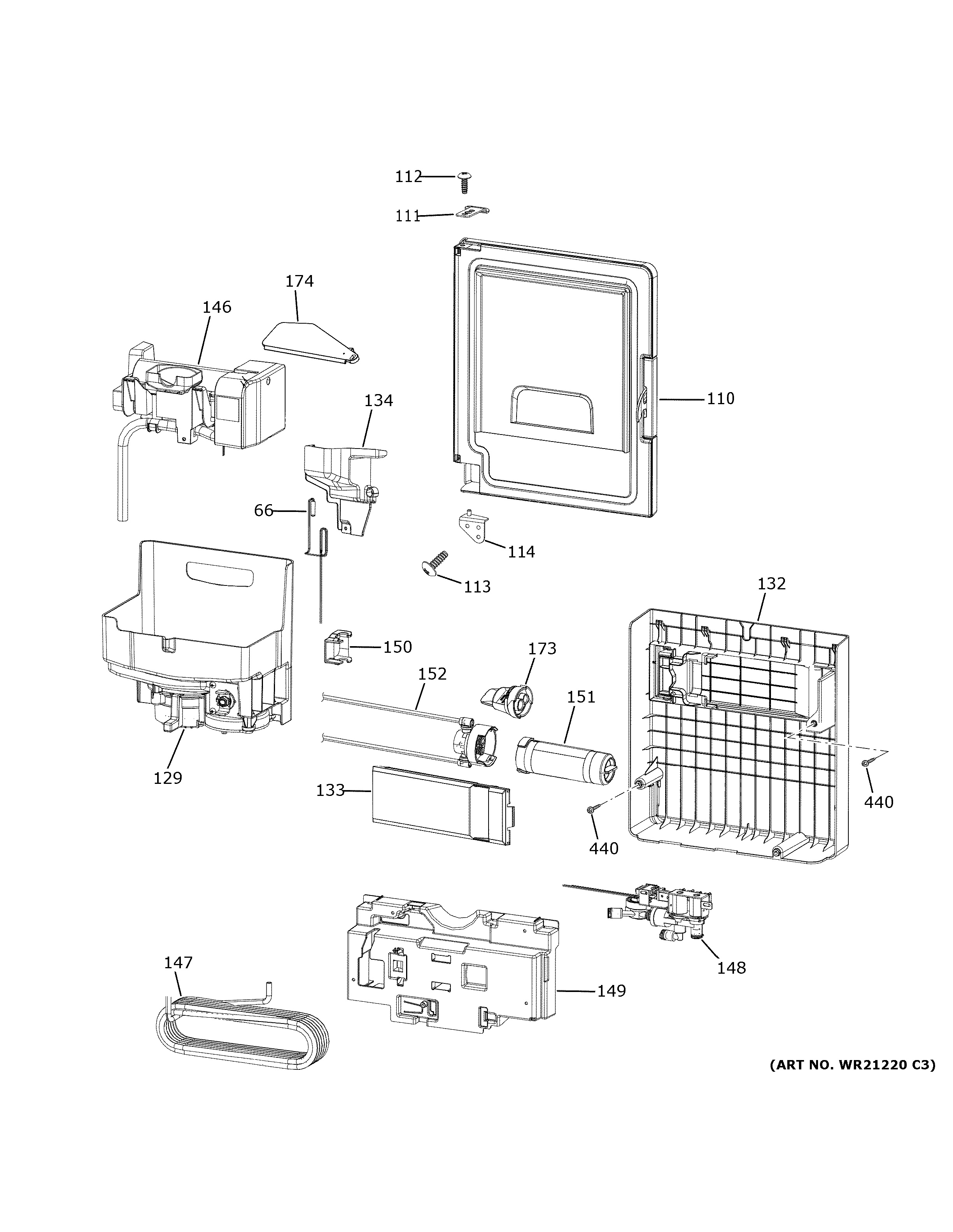 Assembly View for ICE MAKER & DISPENSER PVD28BYNBFS