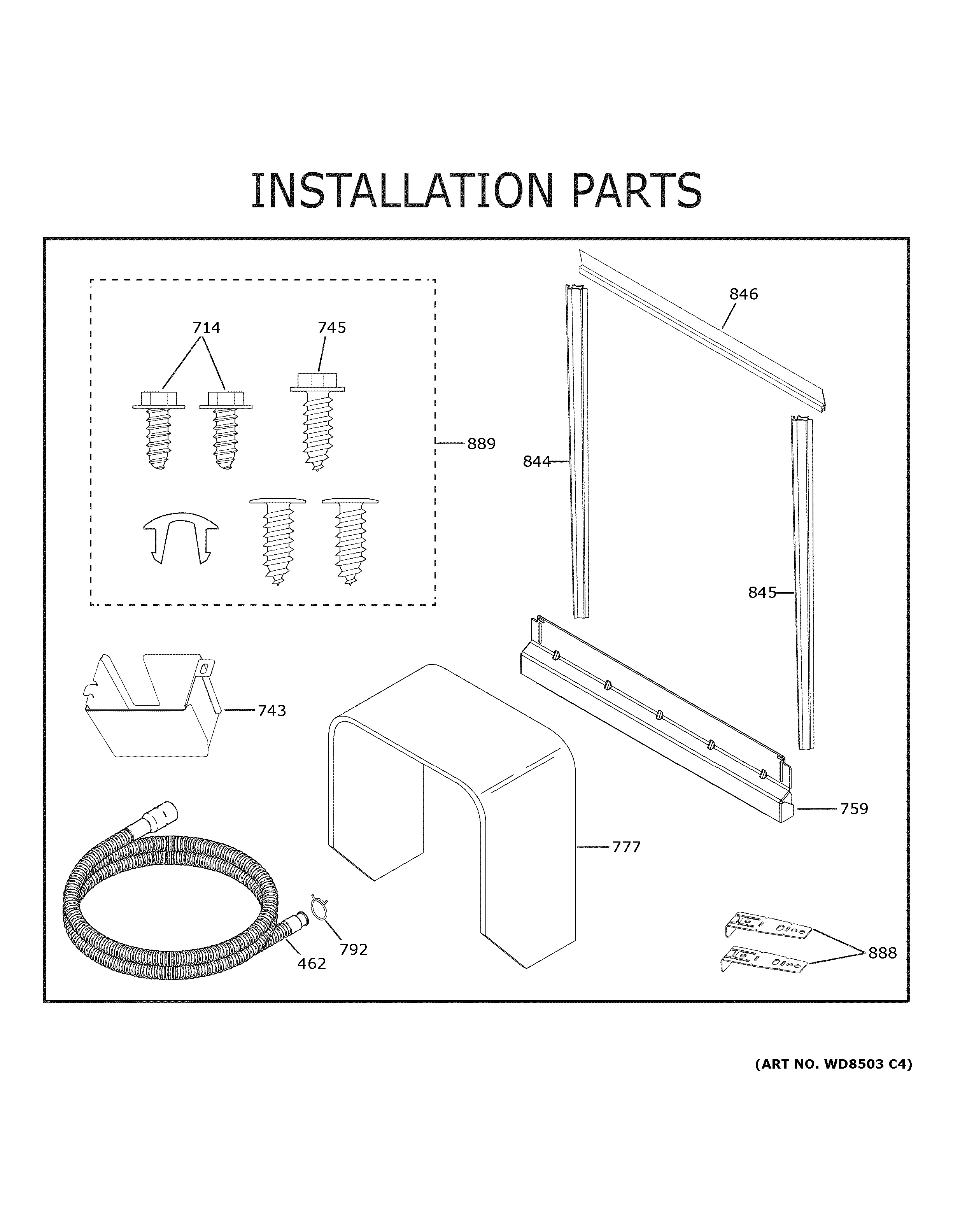 Assembly View for INSTALLATION PARTS PDT715SYN3FS