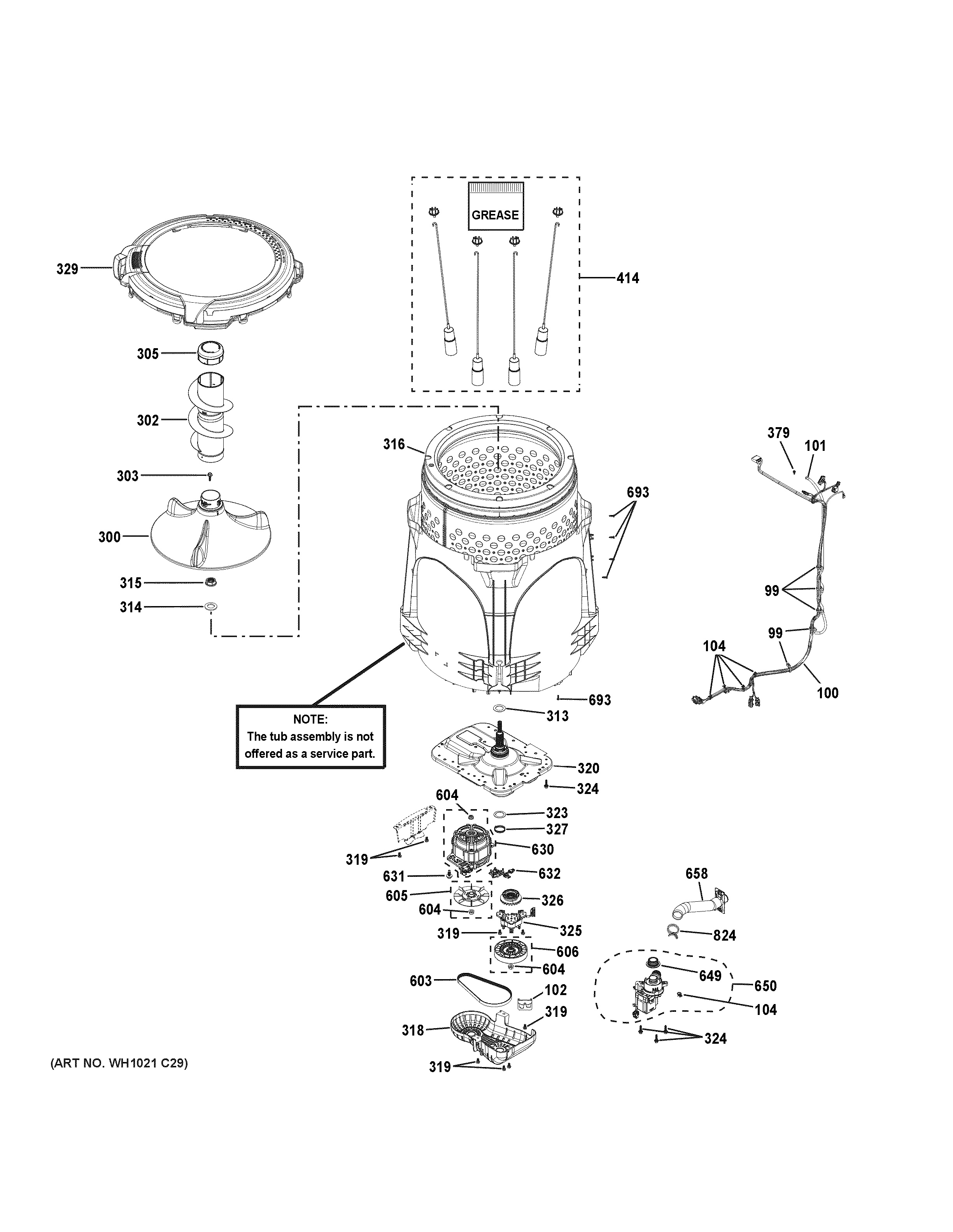 Assembly View for TUB & MOTOR GTW460ASJ8WW