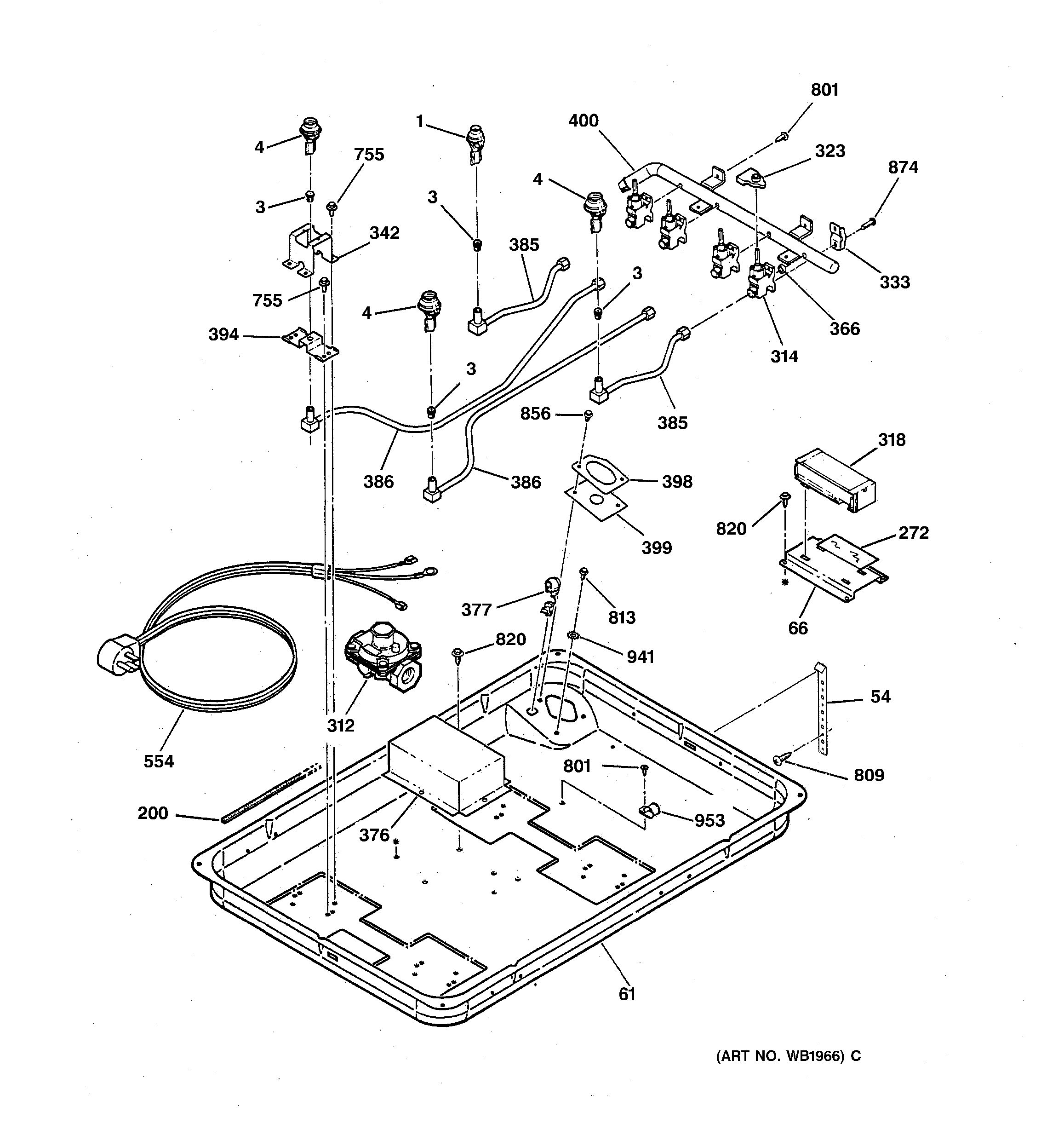 Assembly View for GAS & BURNER PARTS JGP336WEV1WW