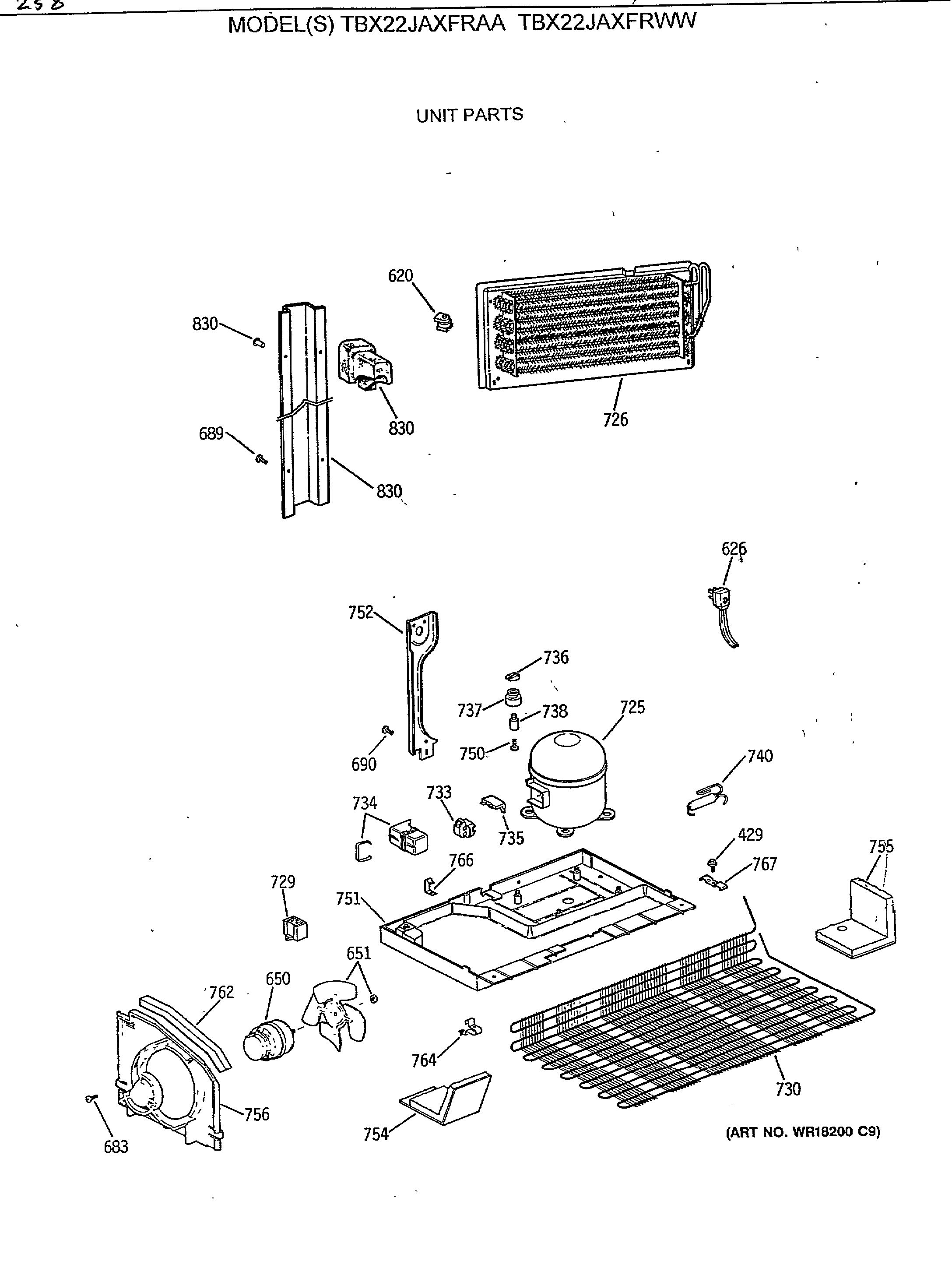 Assembly View for UNIT PARTS | TBX22JAXFRWW