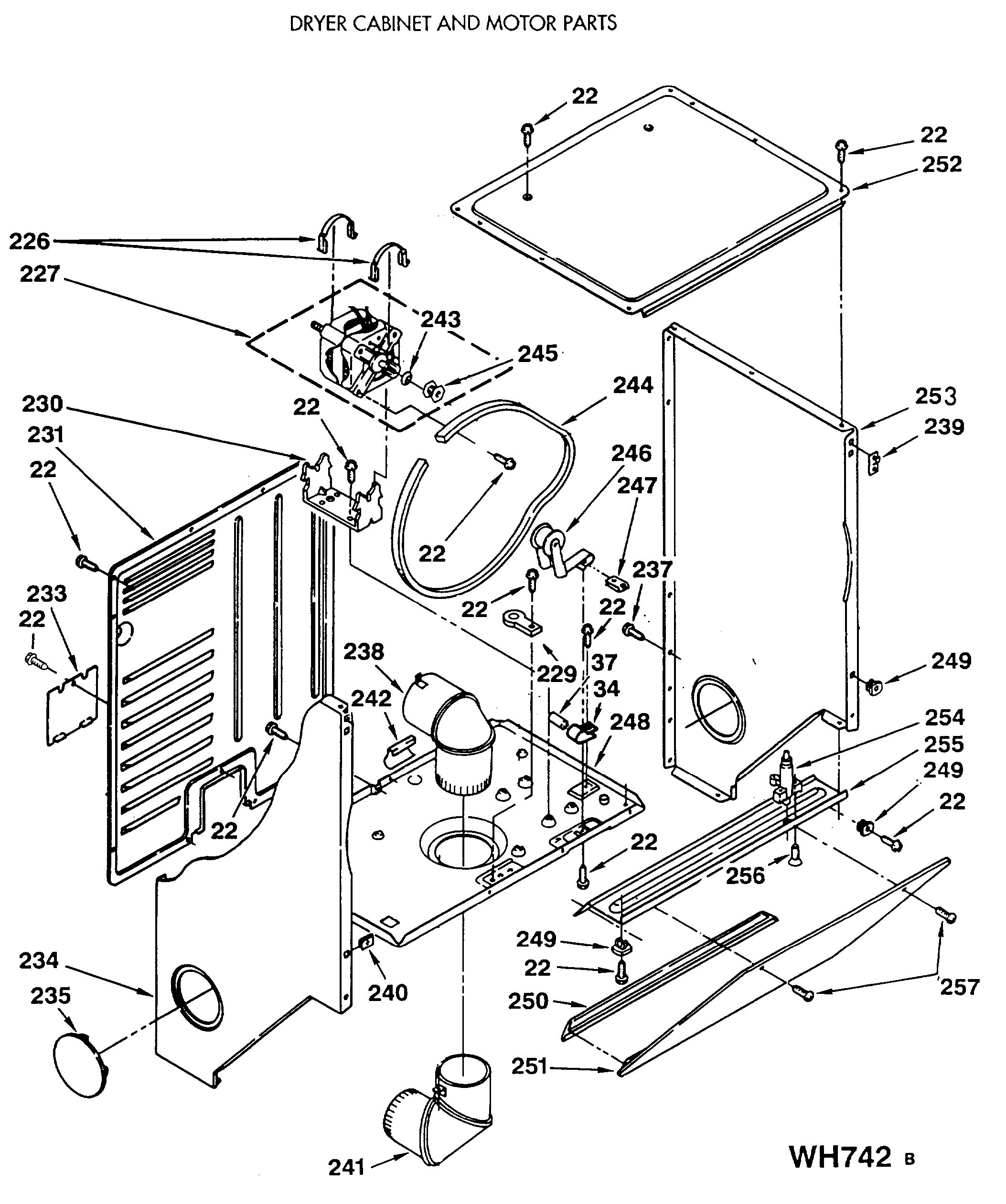 Assembly View for DRYER CABINET AND MOTOR PARTS | WSM2420SEZWW