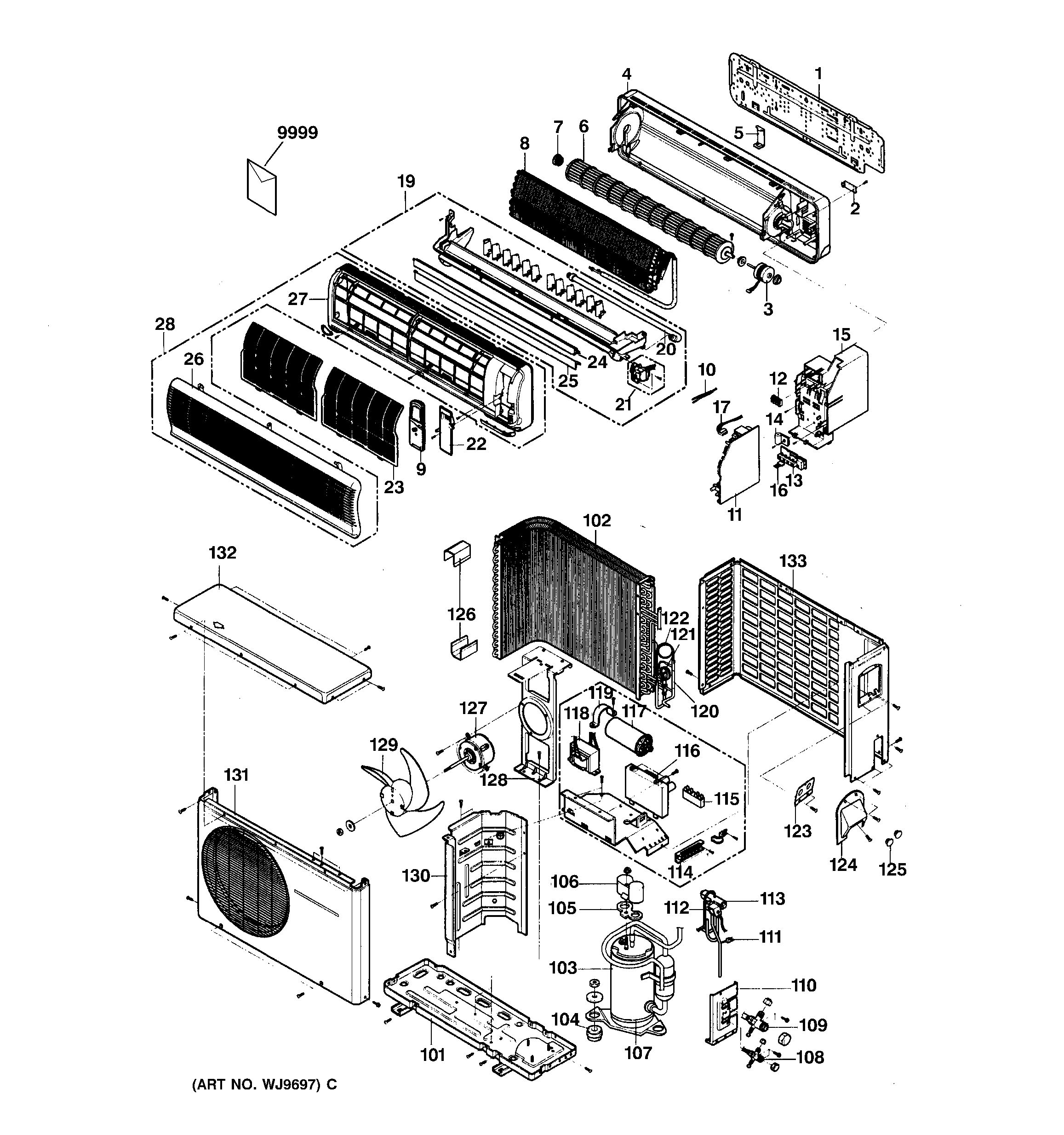 Assembly View for ROOM AIR CONDITIONER PARTS AS1CD18DA0G1