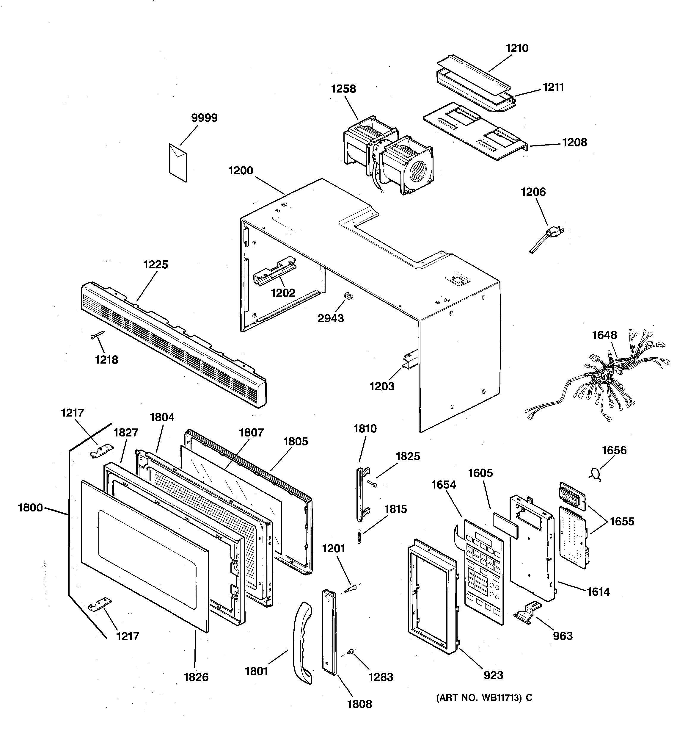 Assembly View for CASE DOOR & CONTROLS JVM1340AW01