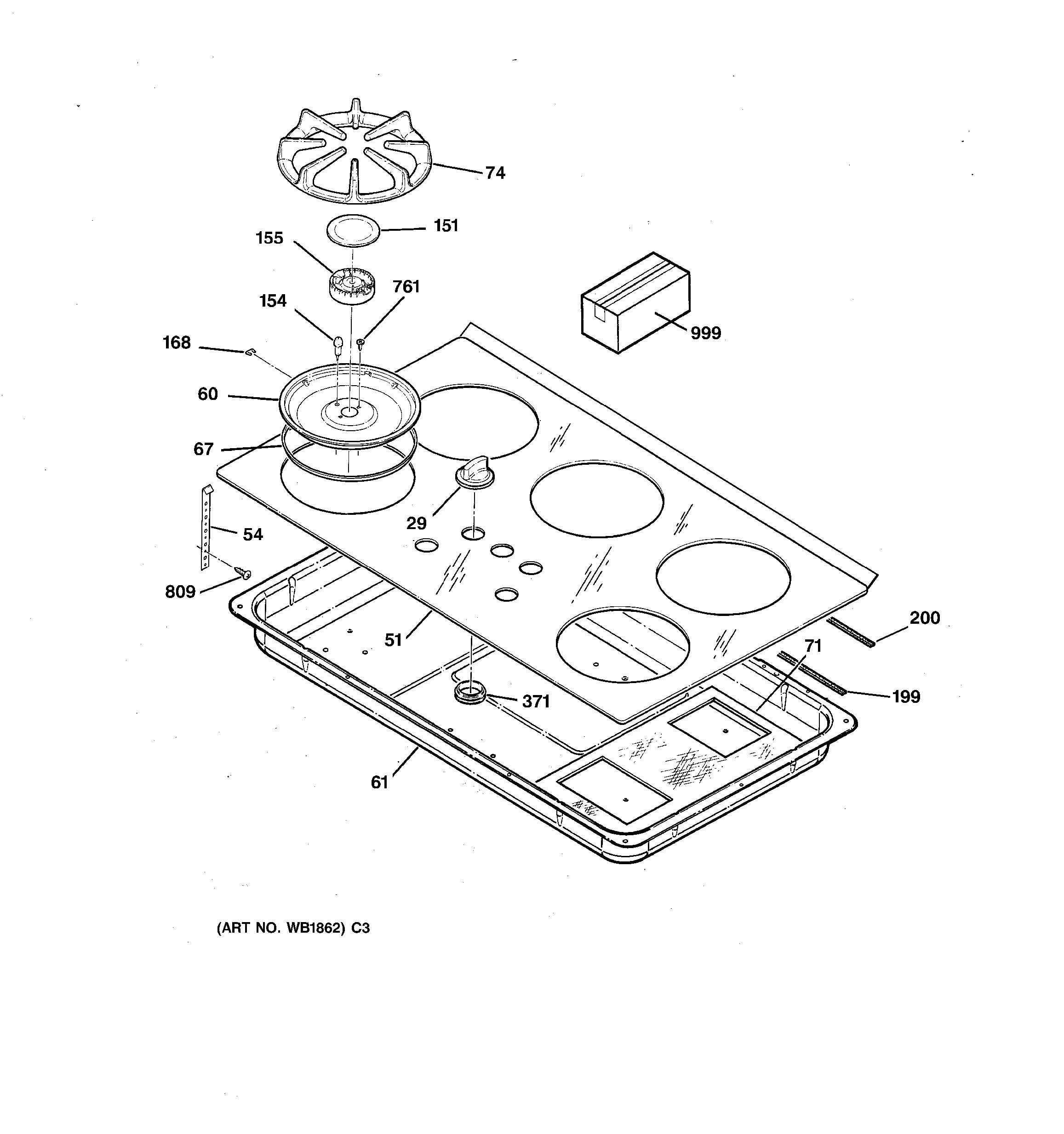 Assembly View for COOKTOP JGP960SEA1SS