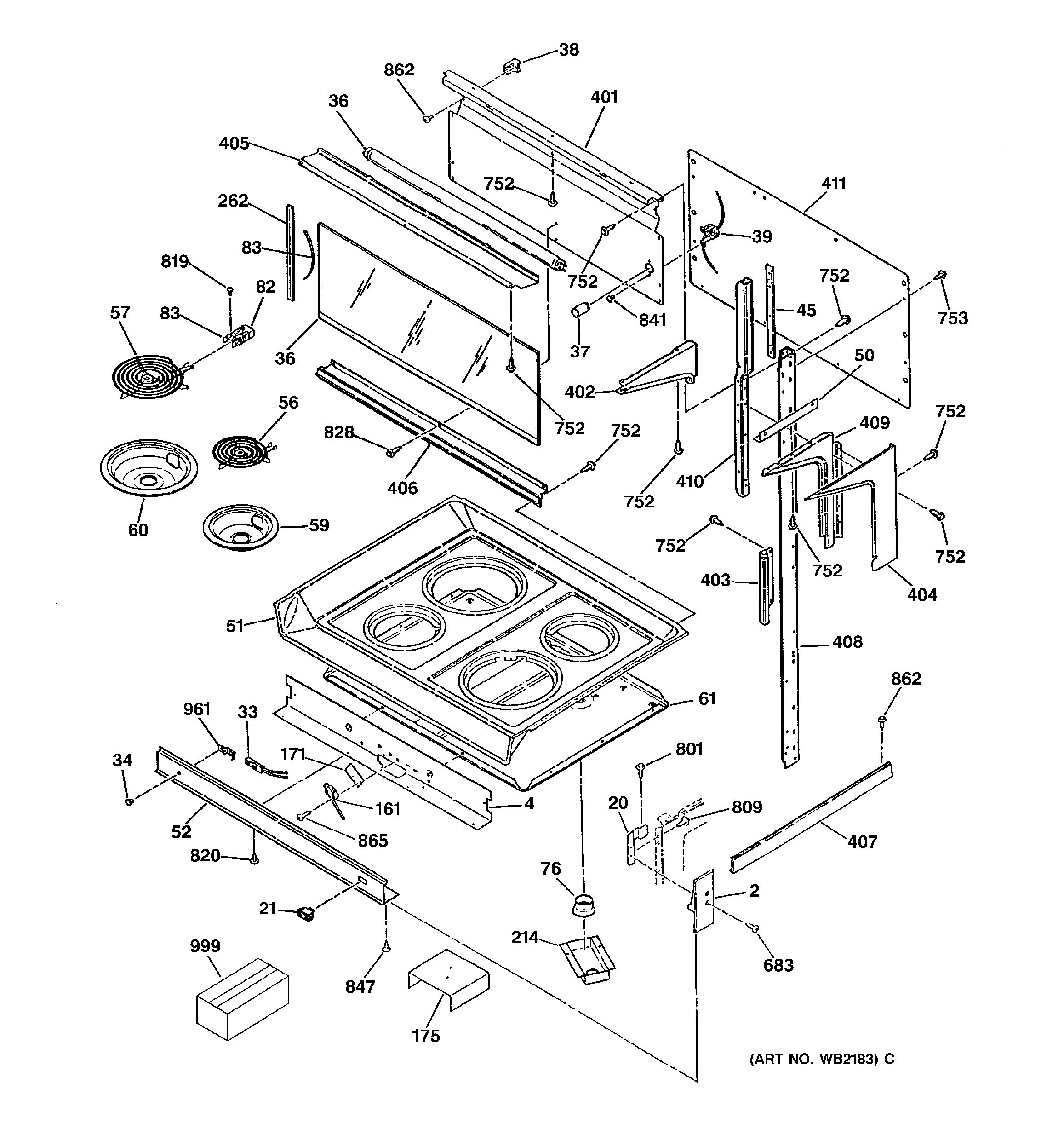 Assembly View for COOKTOP PARTS | JHP56GN7WH