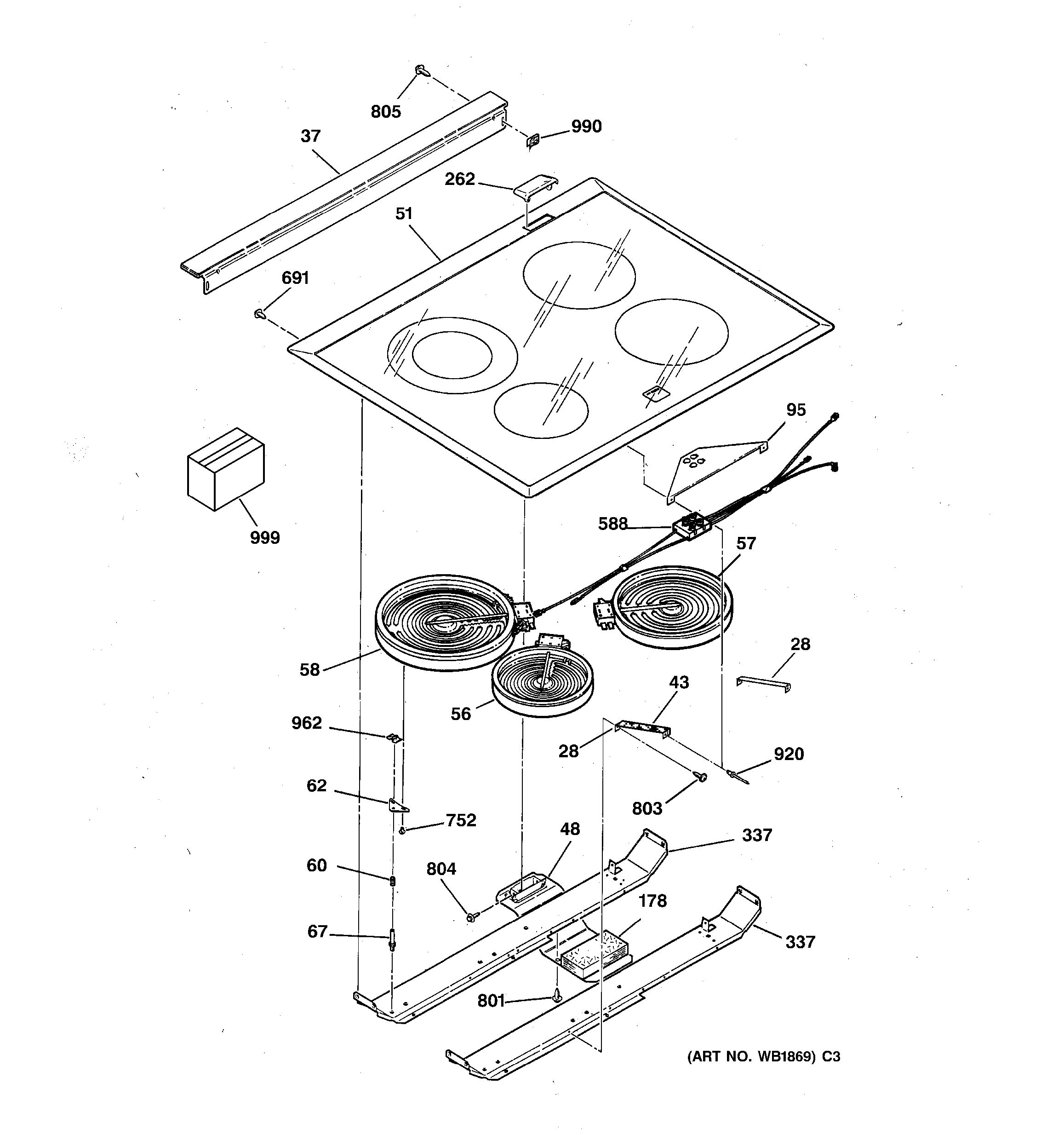 Assembly View for COOKTOP | JSP40WW3WW