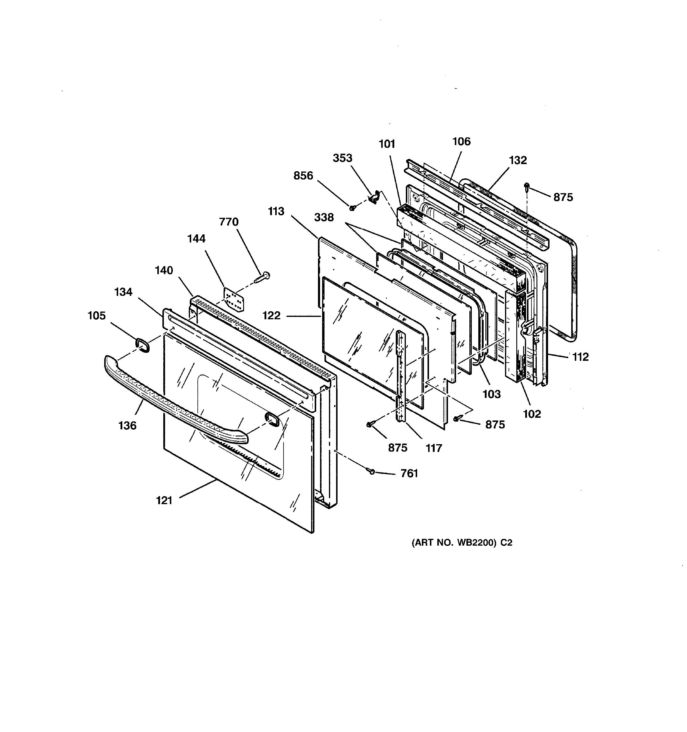 Assembly View for OVEN DOOR JKP85BA2BB