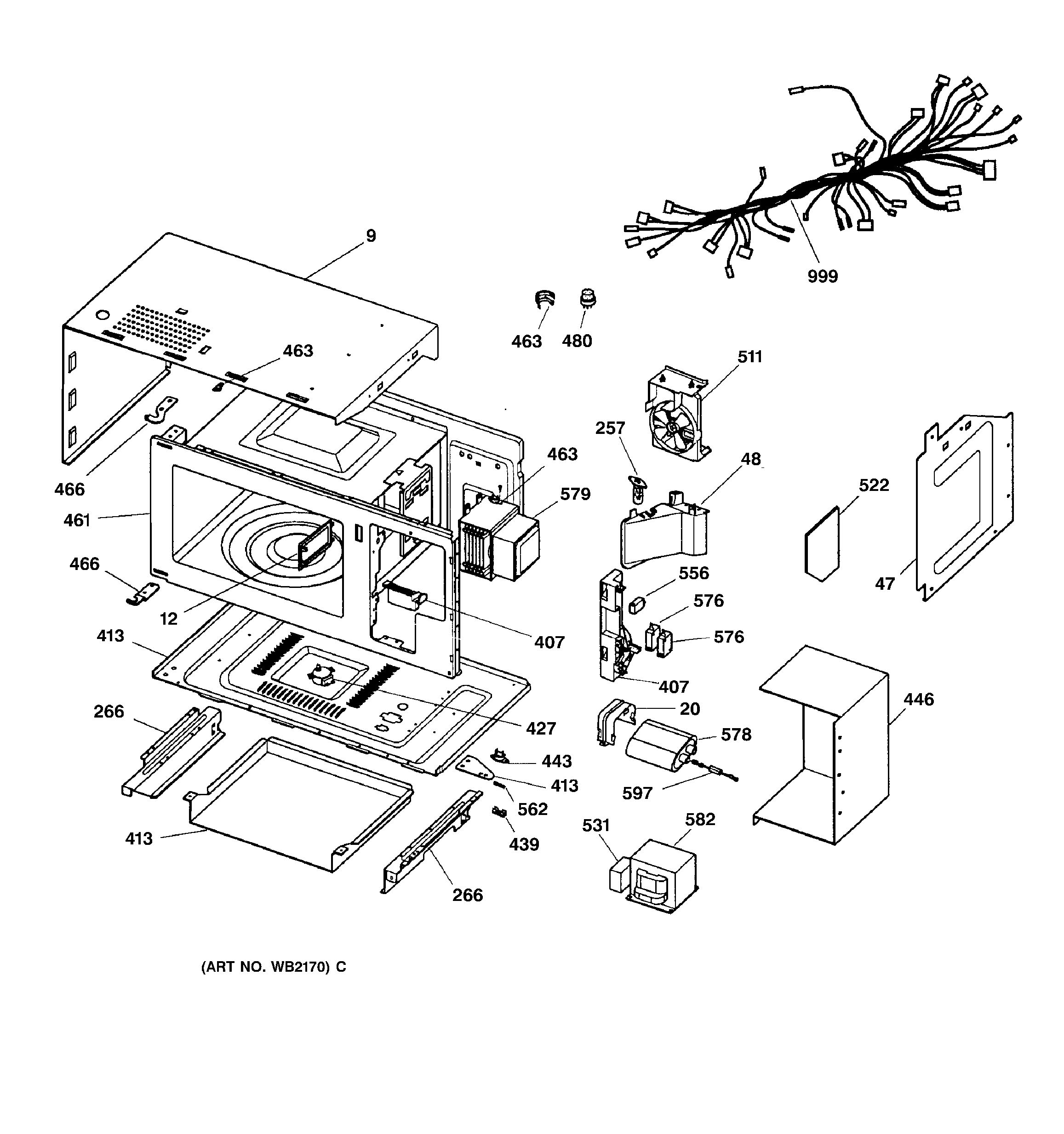 Assembly View for MICROWAVE BODY PARTS | JTP85BA2BB