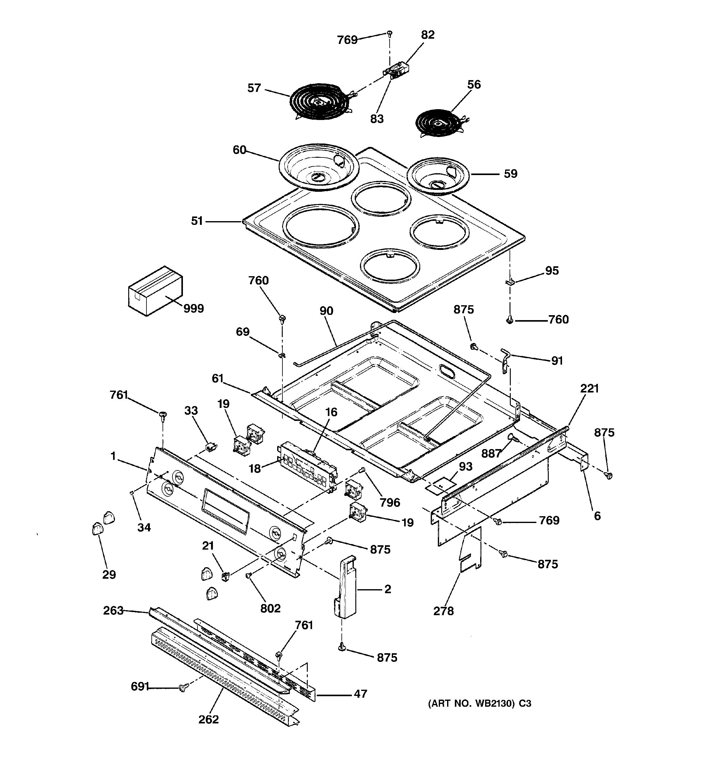 Assembly View for CONTROLS & COOKTOP JMP31WC1WW