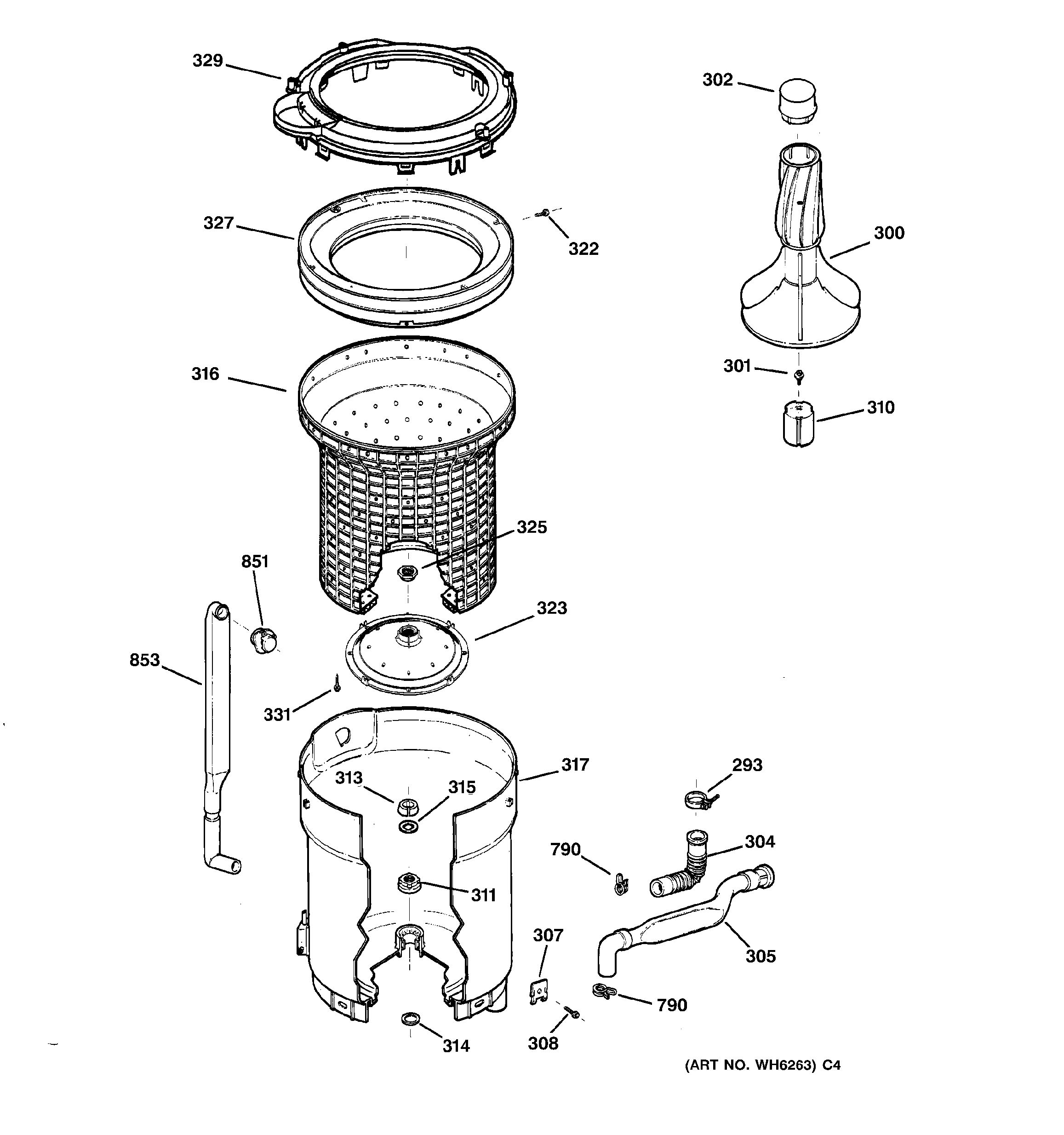 Assembly View for TUB, BASKET & AGITATOR | S1070A1WW