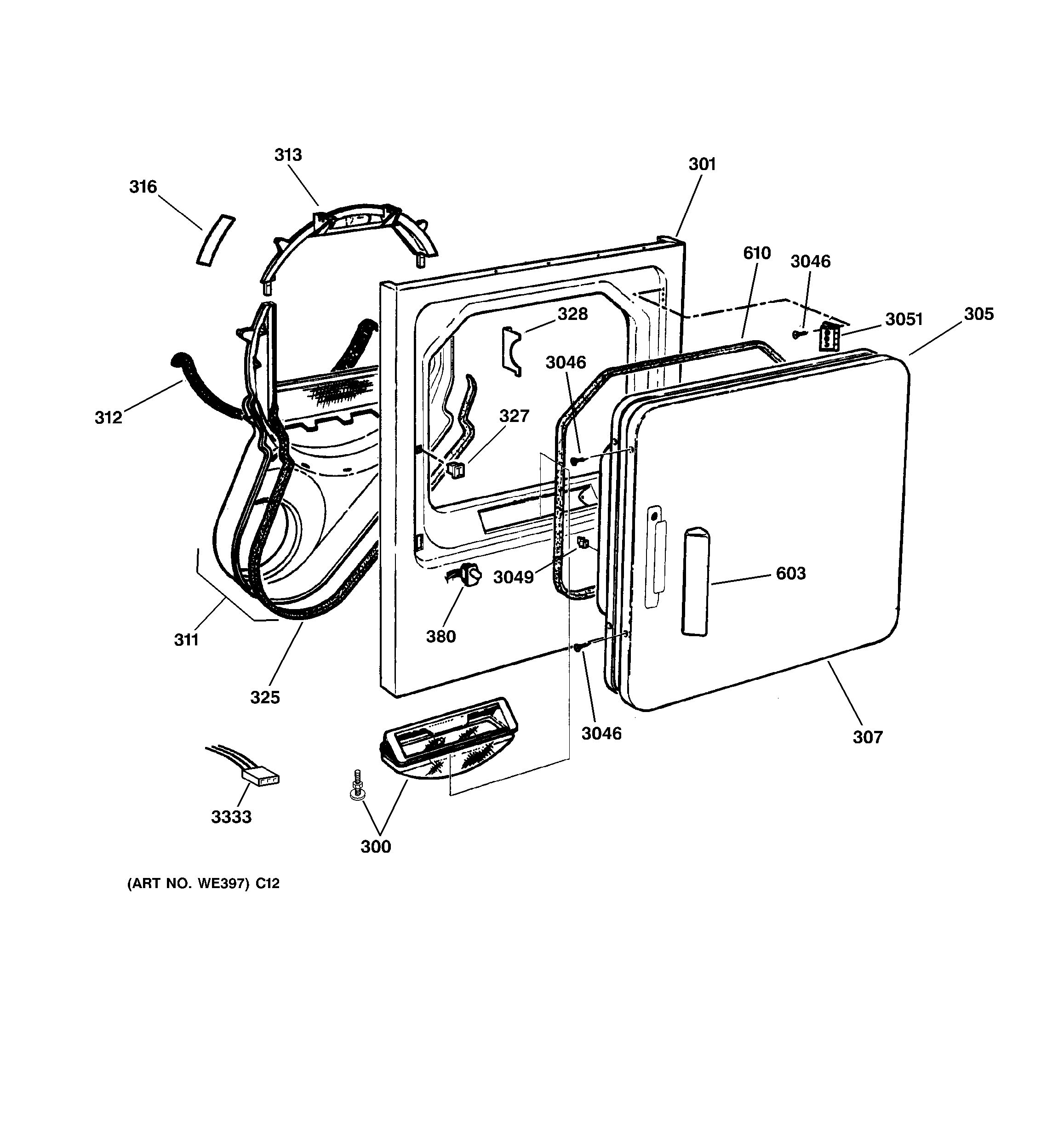 Assembly View for FRONT PANEL & DOOR | DPXR473GW0AA
