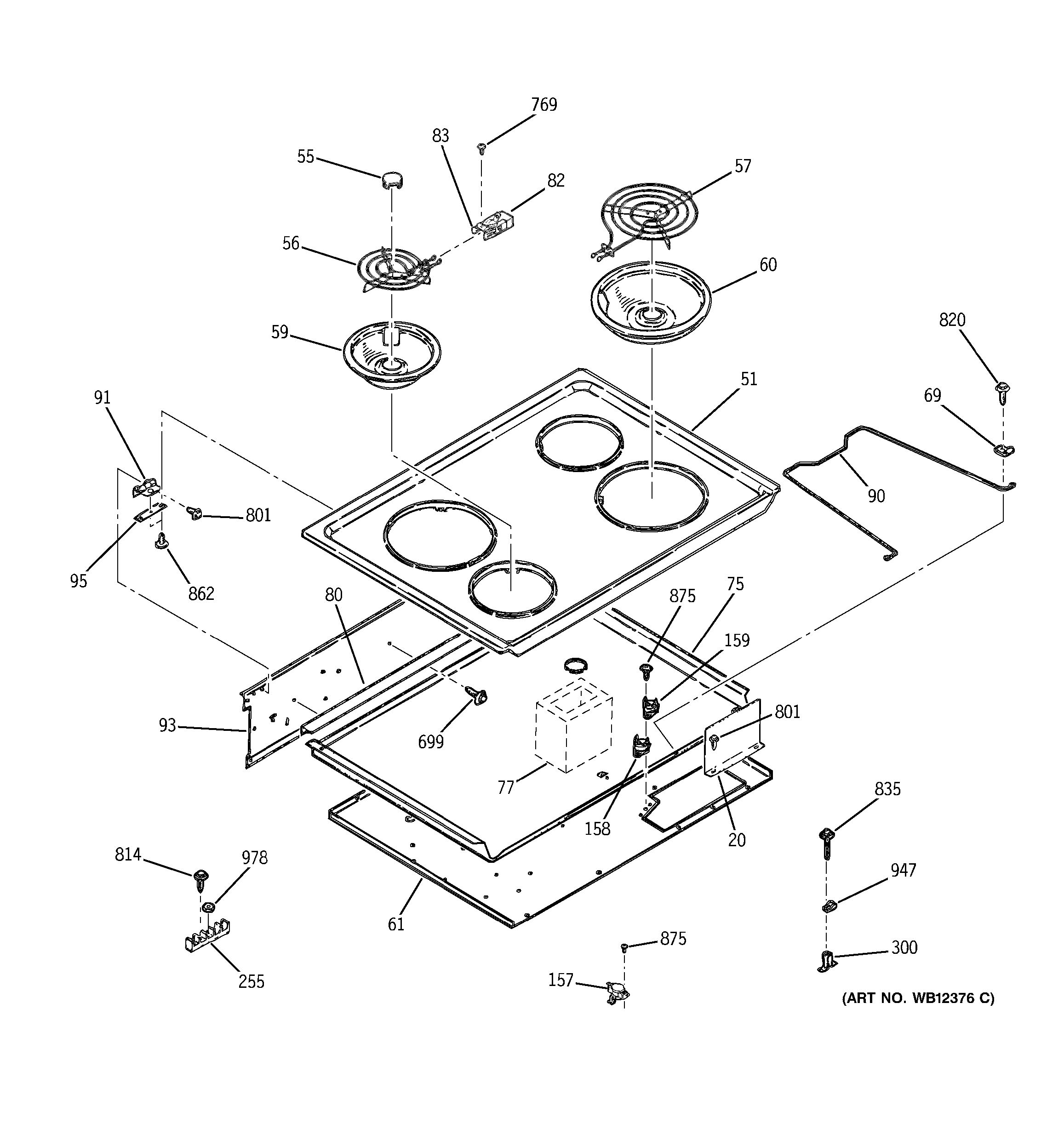 Assembly View for COOKTOP | JDP36BD1CT