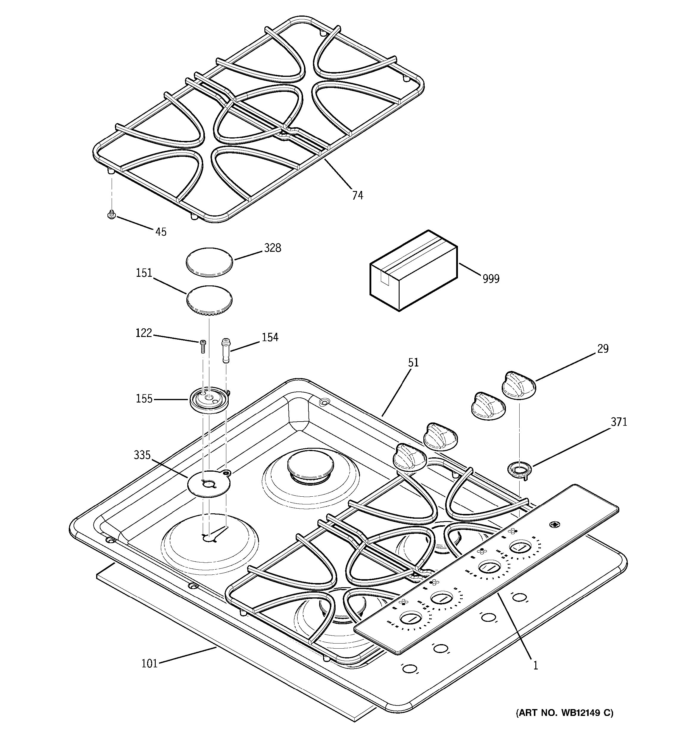 Assembly View for CONTROL PANEL & COOKTOP | JGP328BEC1BB