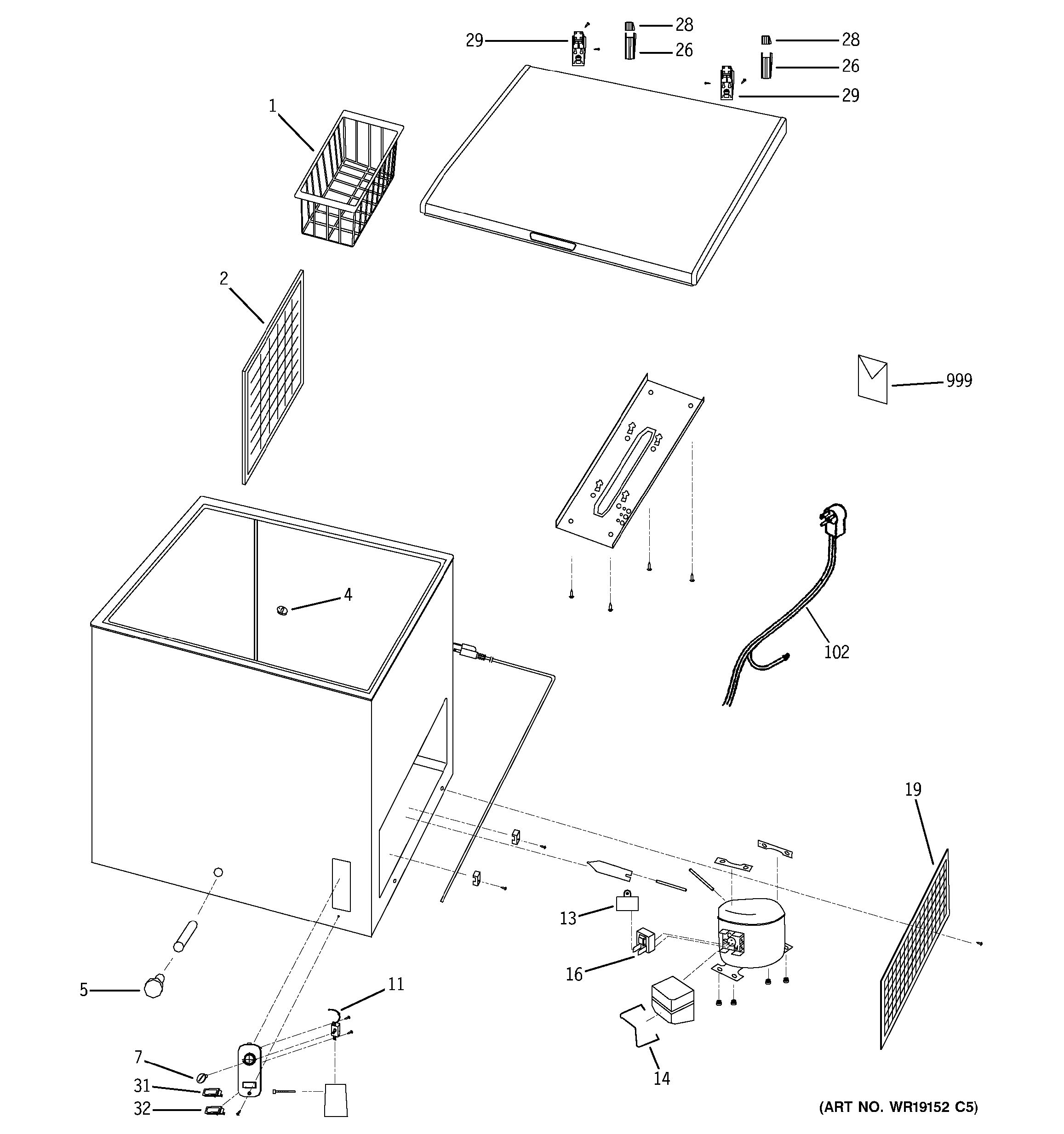 Assembly View for FREEZER PARTS FCM5SMAWH