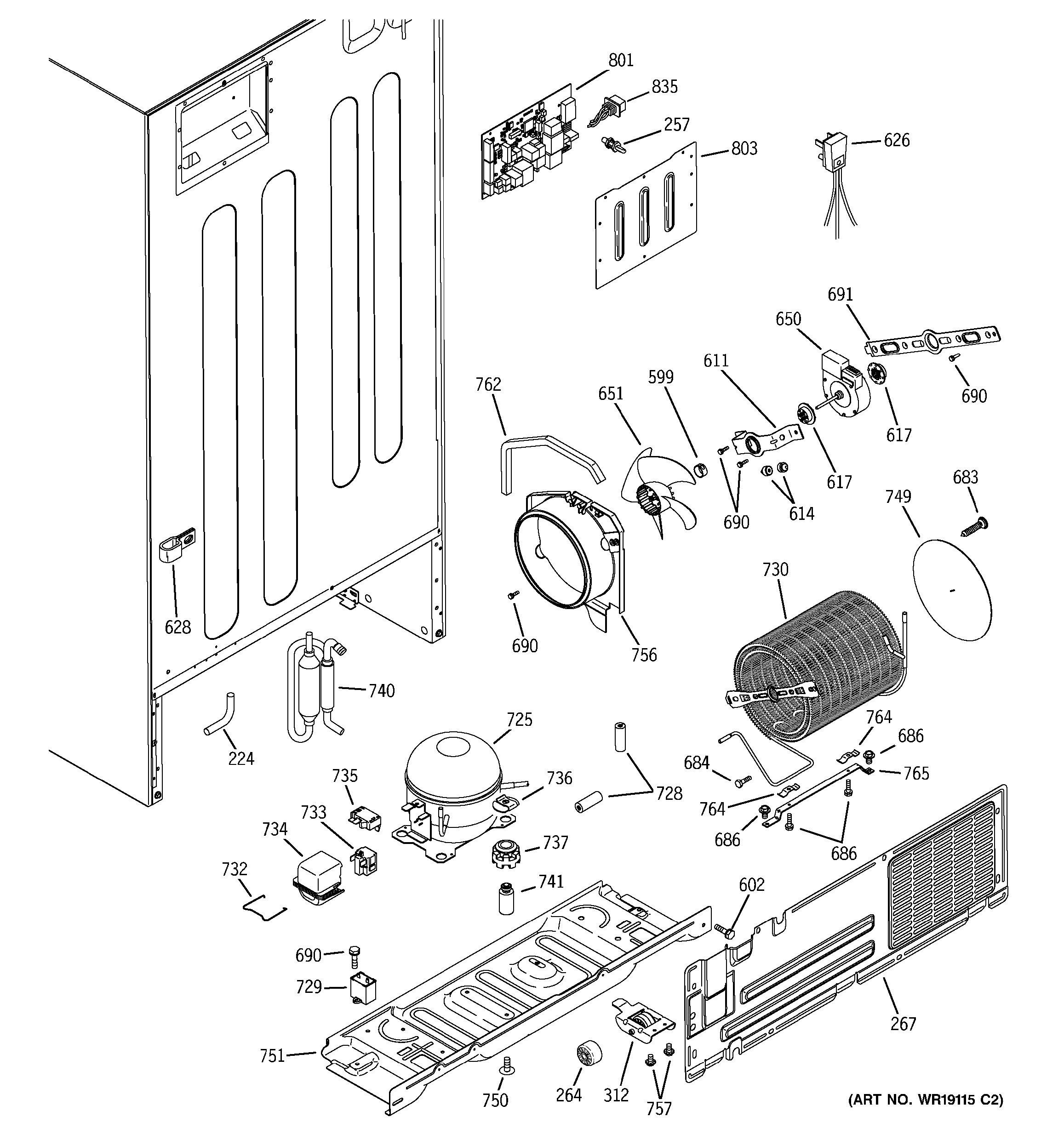 Assembly View for SEALED SYSTEM & MOTHER BOARD | PTS22LBNARWW