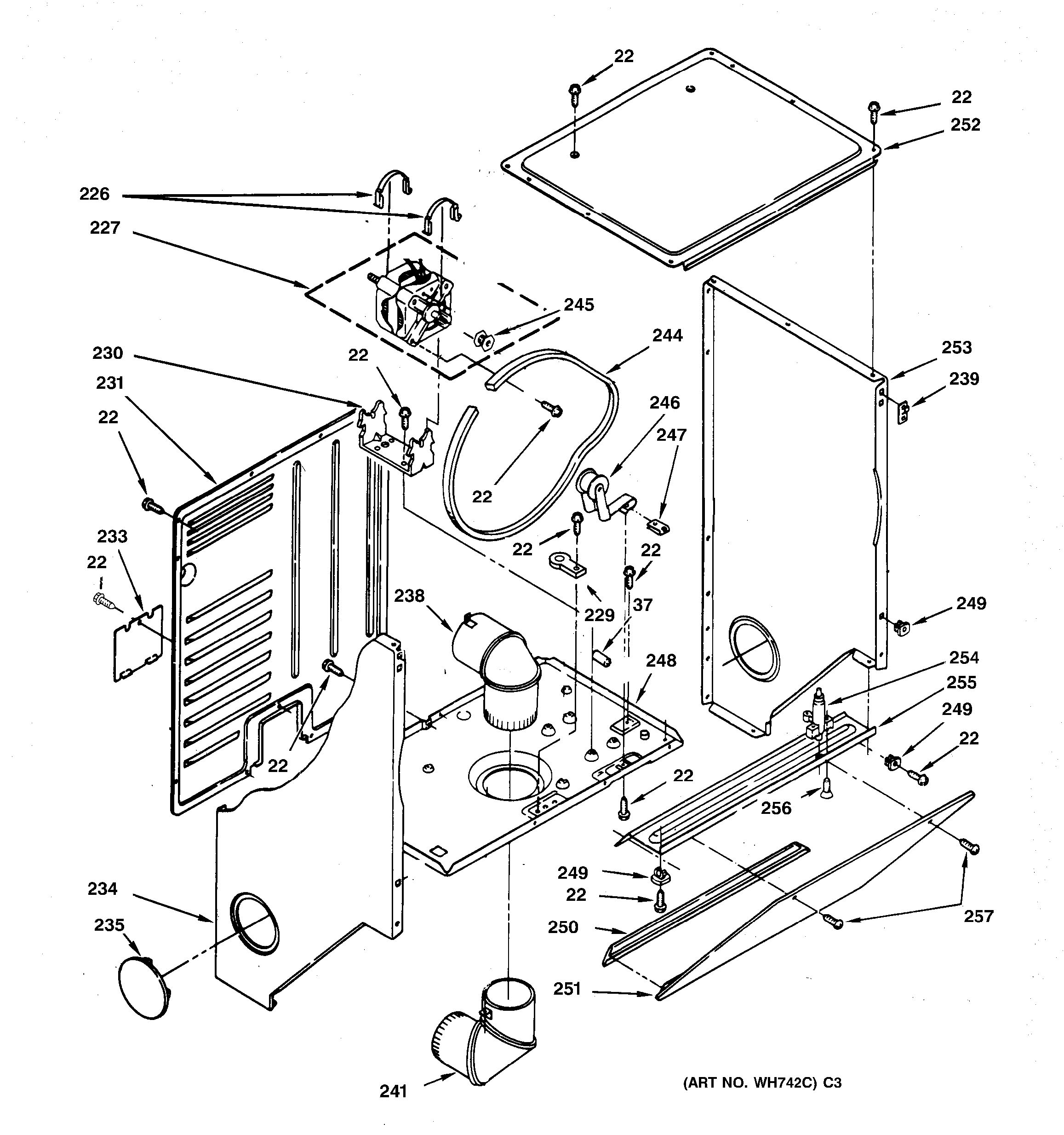 Assembly View for DRYER CABINET & MOTOR | WSM2420TCAWW