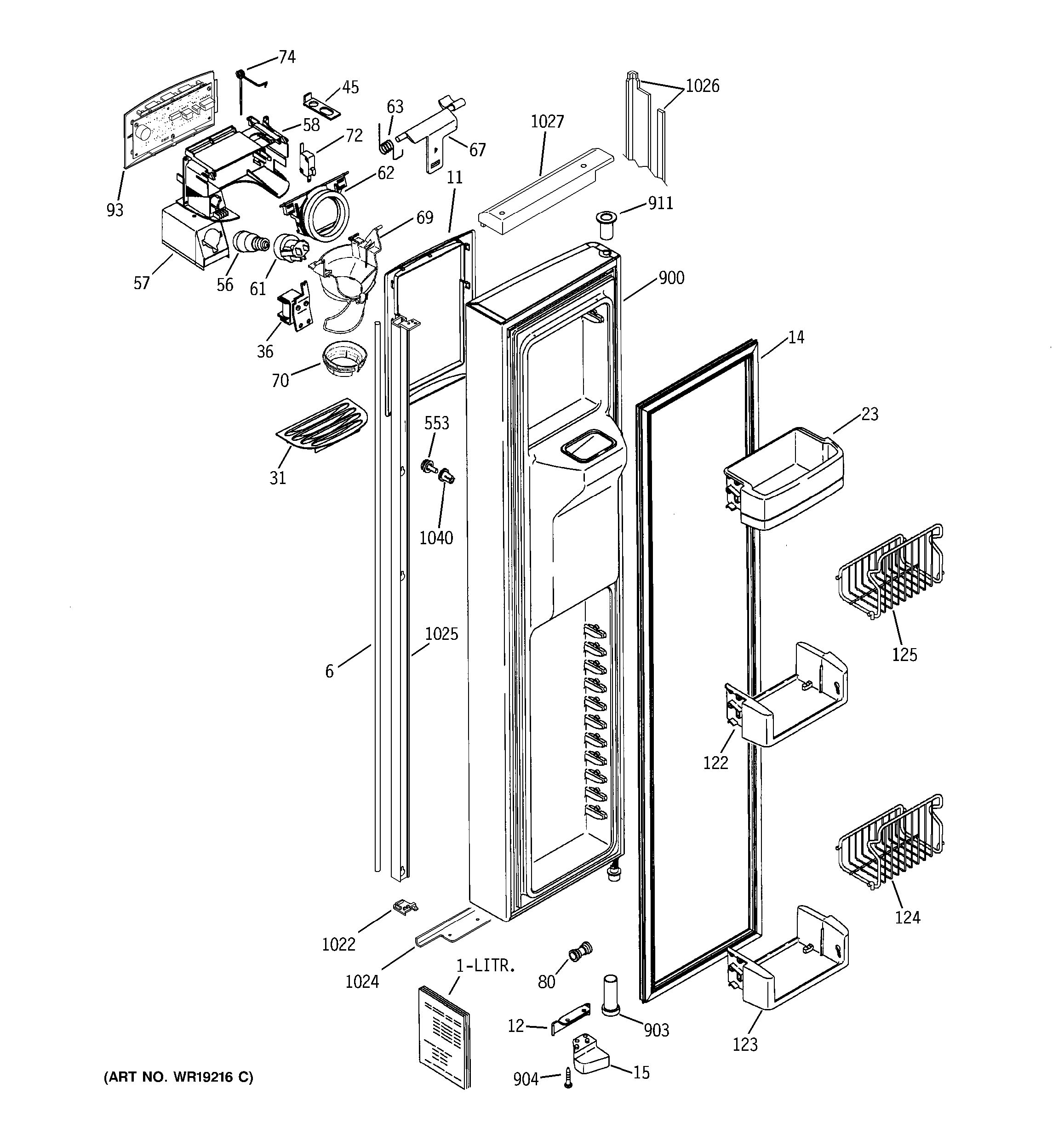 Assembly View for FREEZER DOOR | PSI23MGNABB