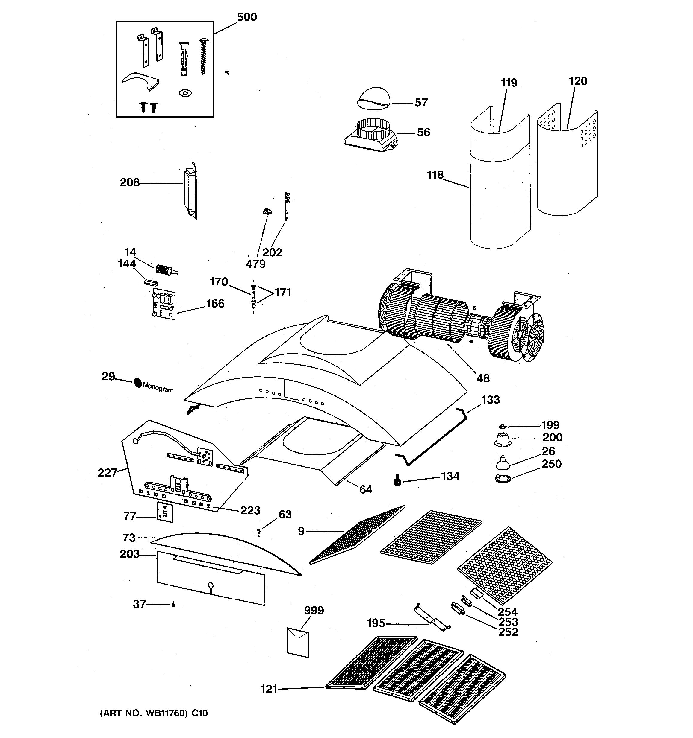 Assembly View for RANGE HOOD ZV750SY4SS