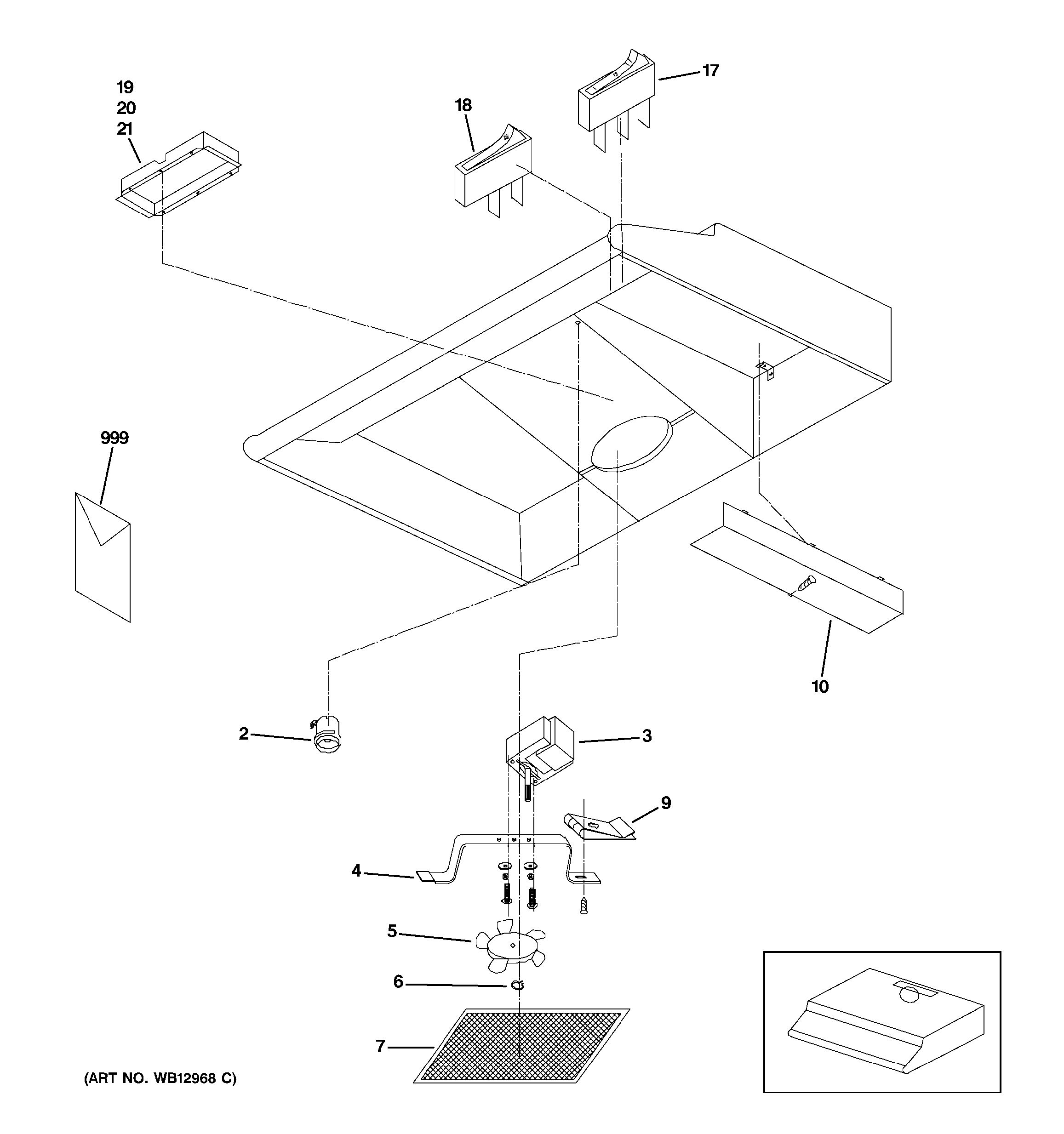 Assembly View for RANGE HOOD JV338H1BB