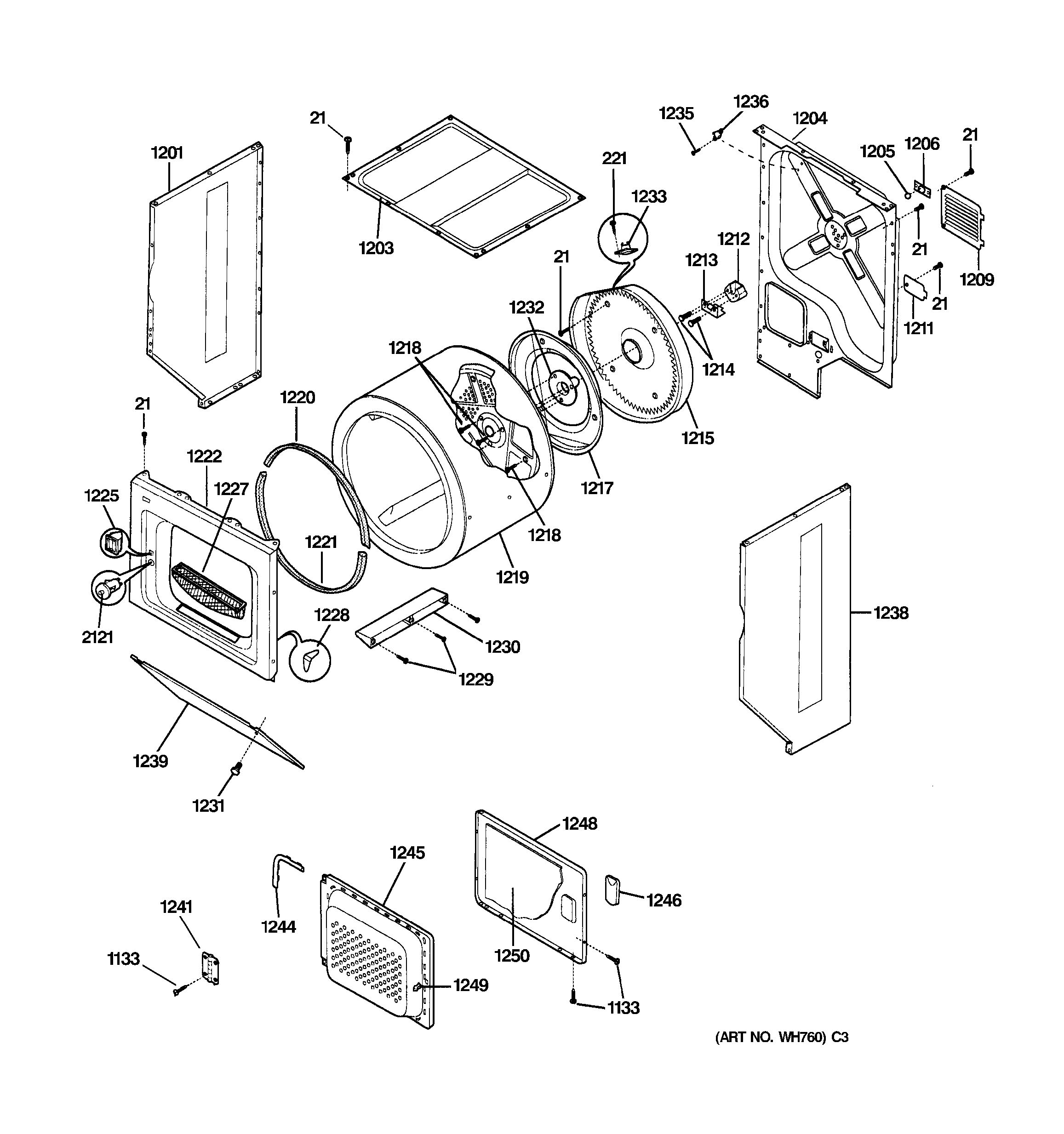 Assembly View for DRYER UPPER DRUM & HEATER WSM2700WAWWW