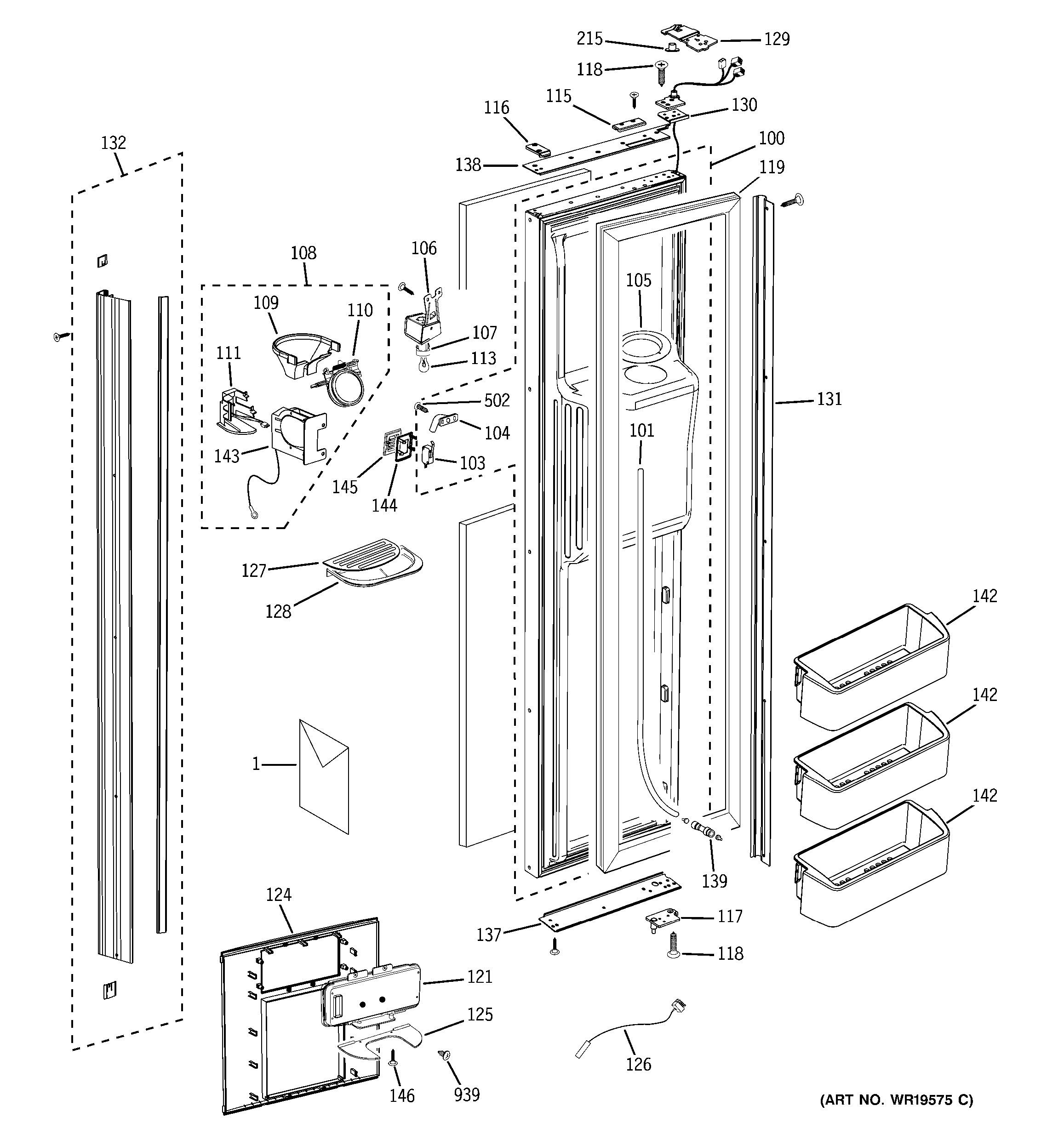 Assembly View for FREEZER DOOR | PSB42LGRBV