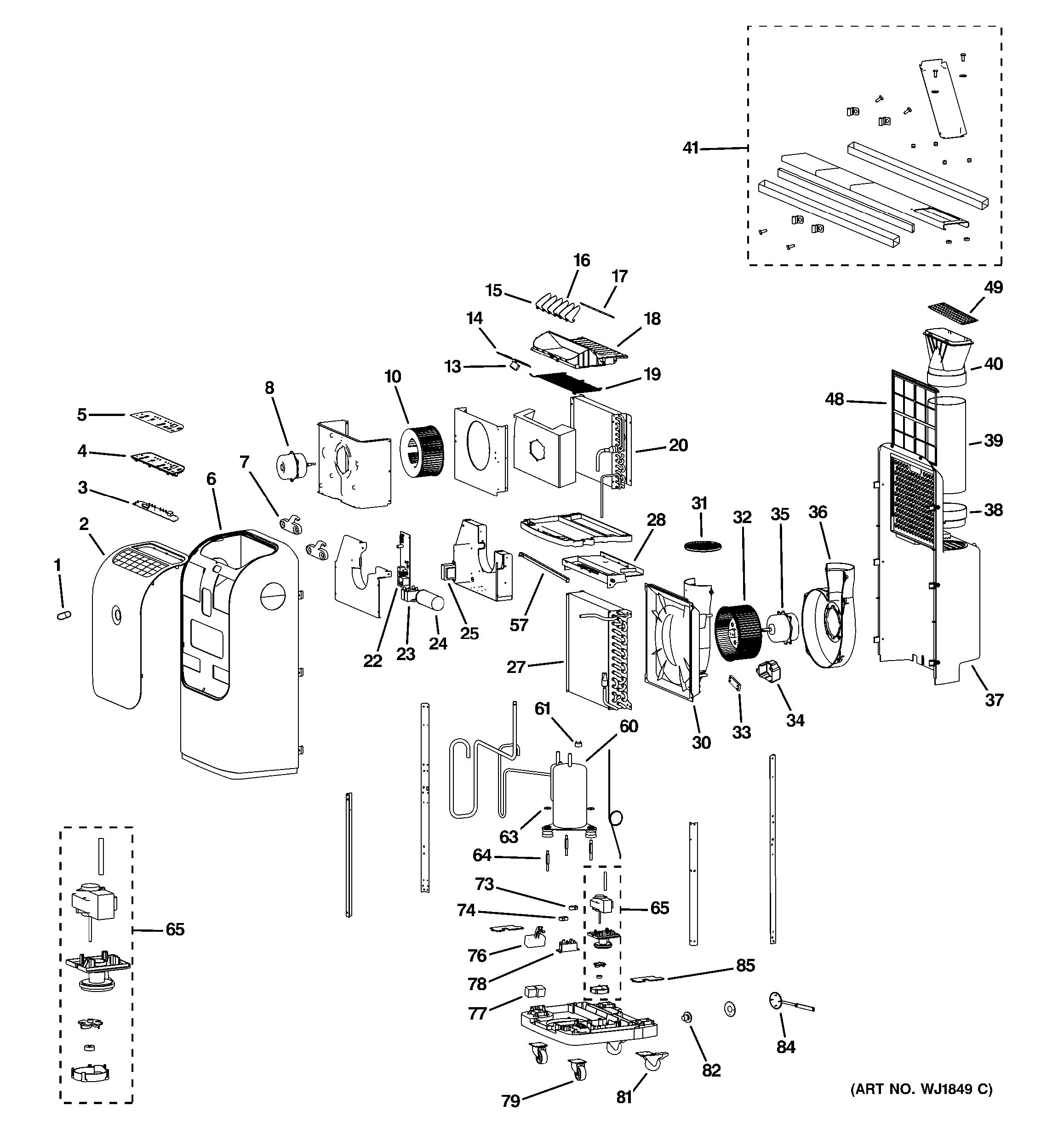 Assembly View For Room Air Conditioner Aph10aag1 8514