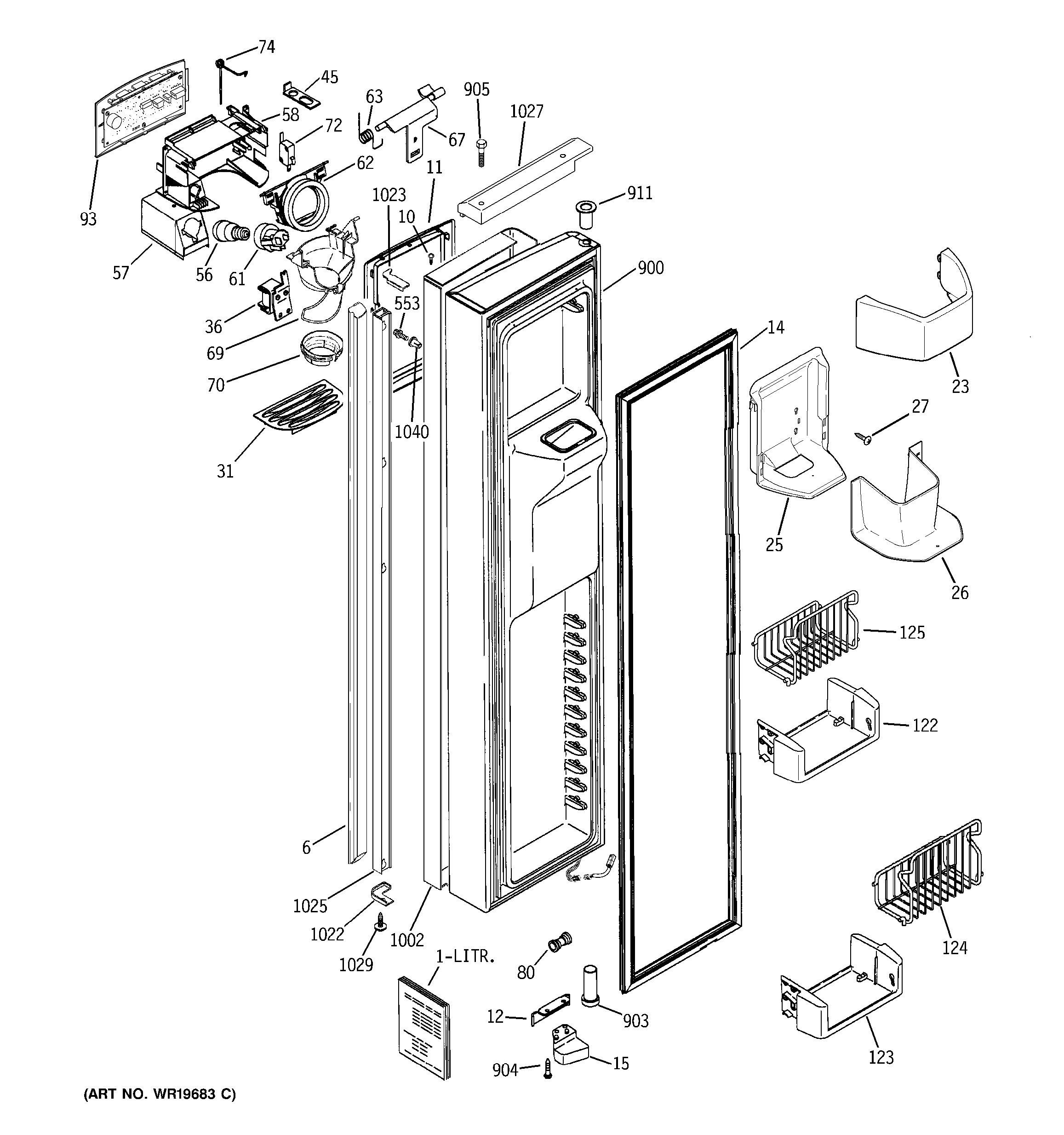 Assembly View for FREEZER DOOR PIT23SGRCSV