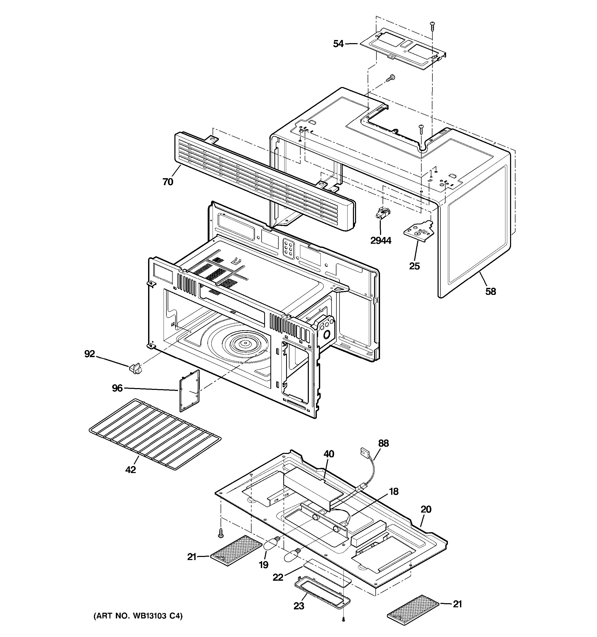 Assembly View for OVEN CAVITY PARTS JVM1640SJ03