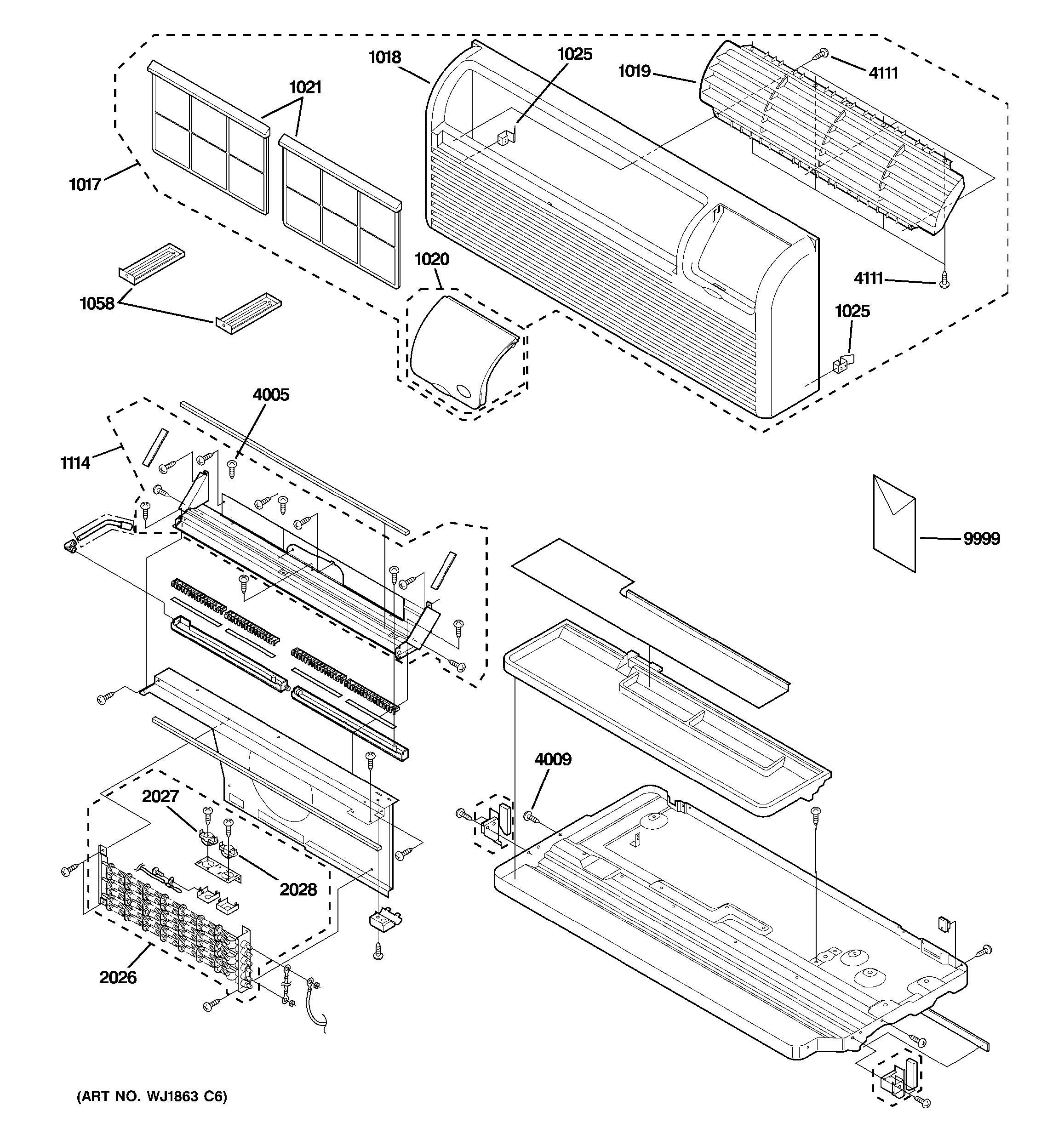 Assembly View for GRILLE, HEATER & BASE PAN PARTS | AZ28E07DABM2