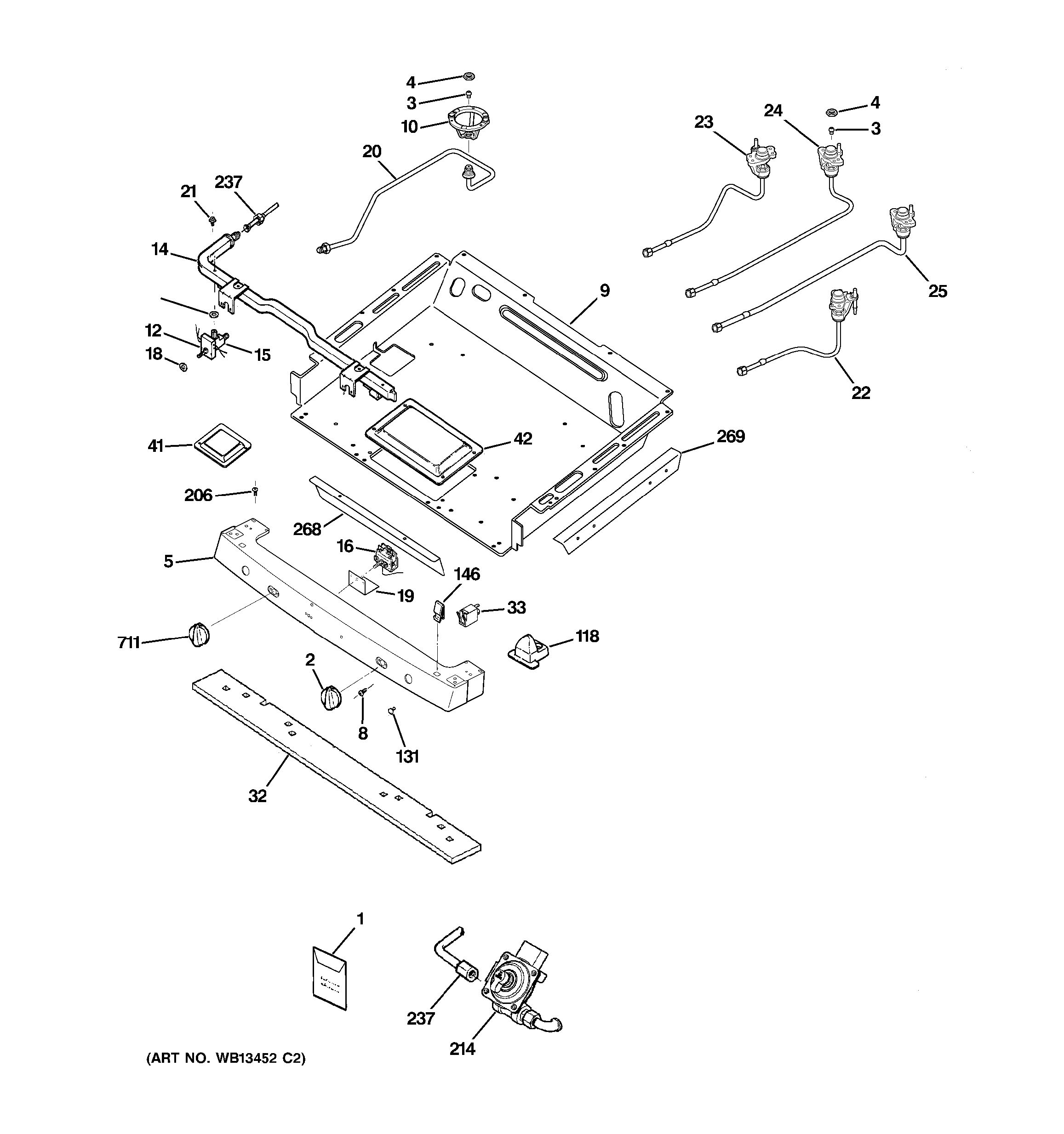 Assembly View for GAS & BURNER PARTS J2B918WEK3WW