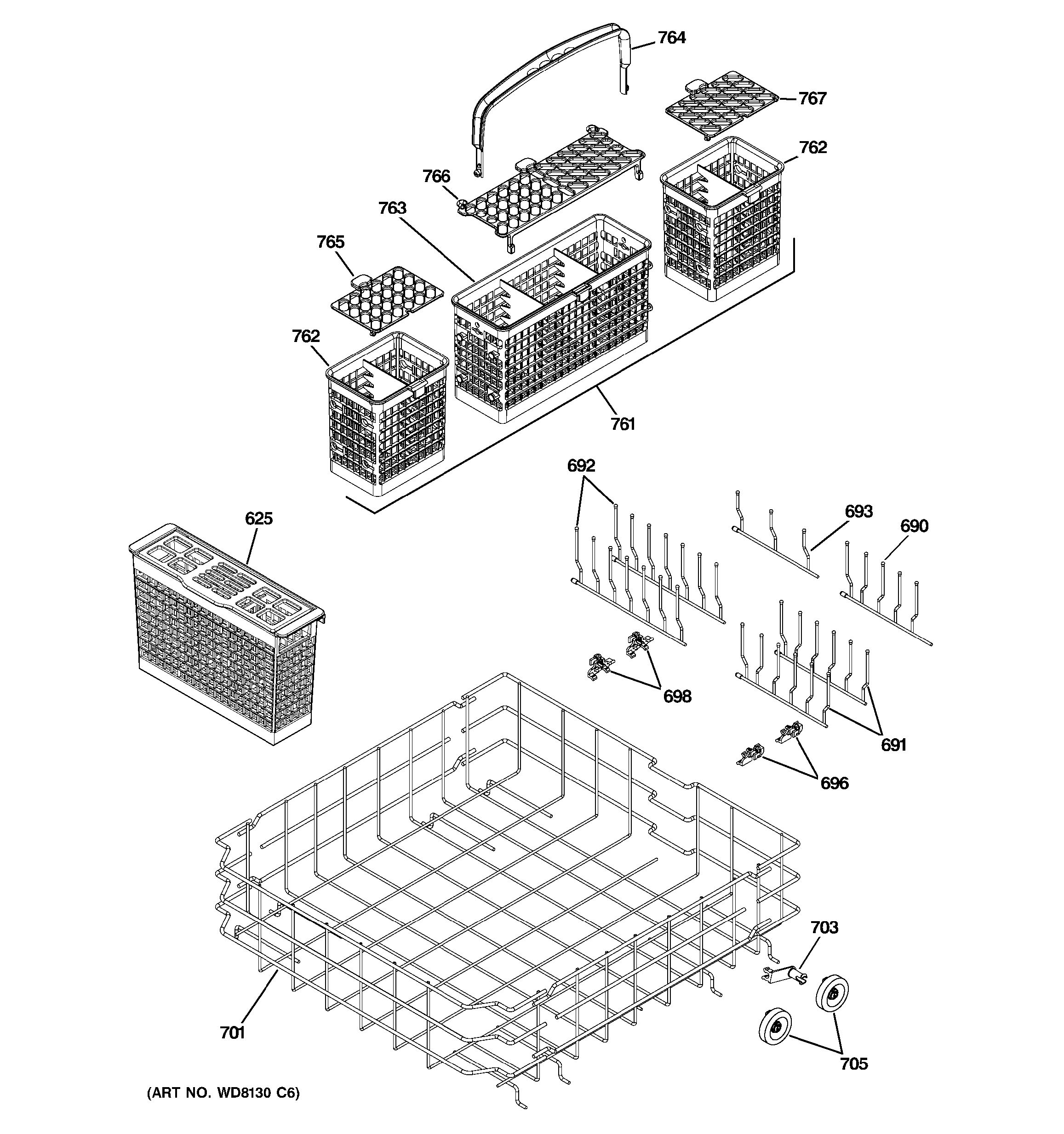 Assembly View for LOWER RACK ASSEMBLY | PDW9880L00SS