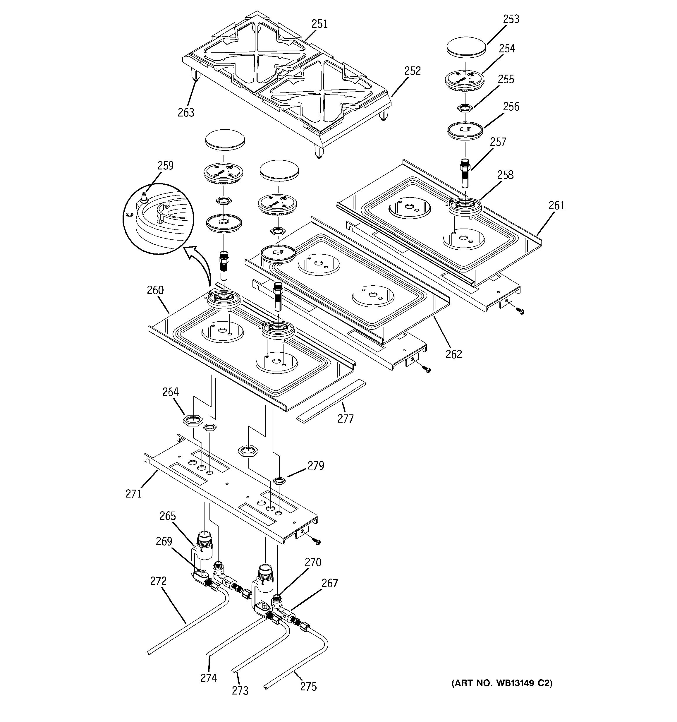 Assembly View for GAS & BURNER PARTS ZDP36N6H1SS