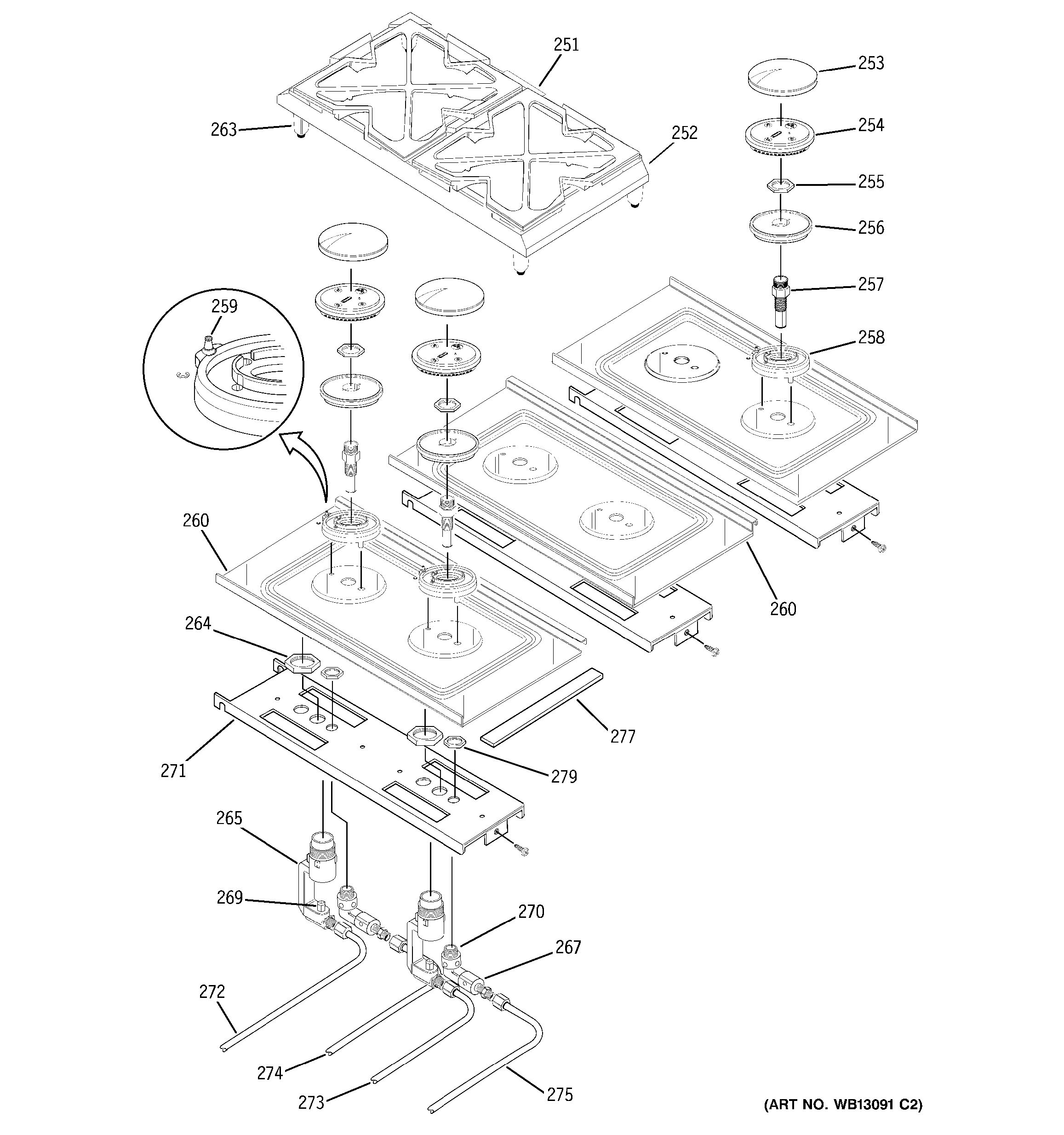 Assembly View for GAS & BURNER PARTS ZDP48N4GH1SS